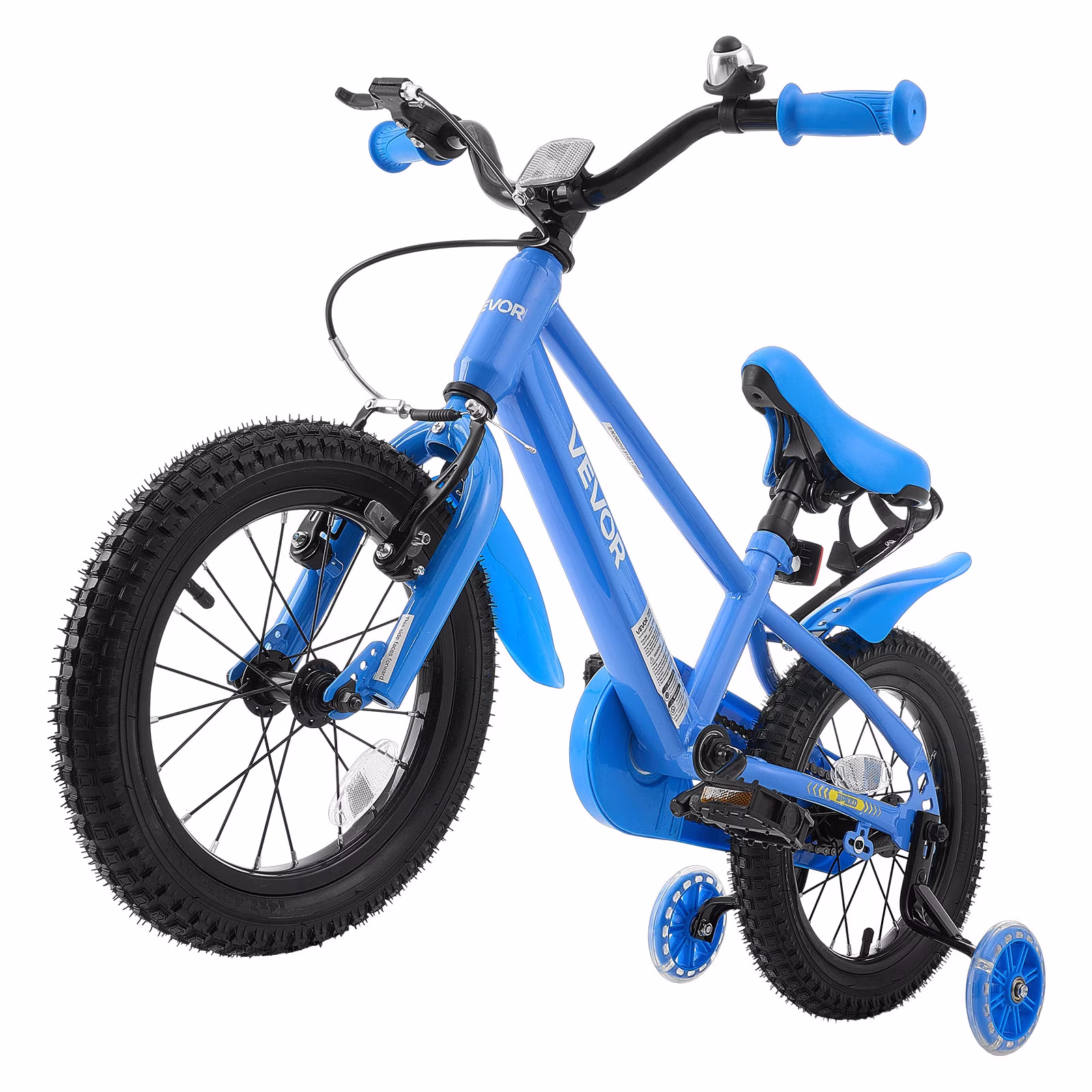 VEVOR Kids Bike, 14 Inch Children Bicycle, Training Wheels BMX Style Blue, for Boys Girls Ages 3-5, Adjustable Seat & Handlebar, Front Brake & Rear Coaster Brake, Cup Holder, High-Carbon Steel Frame - Image 4