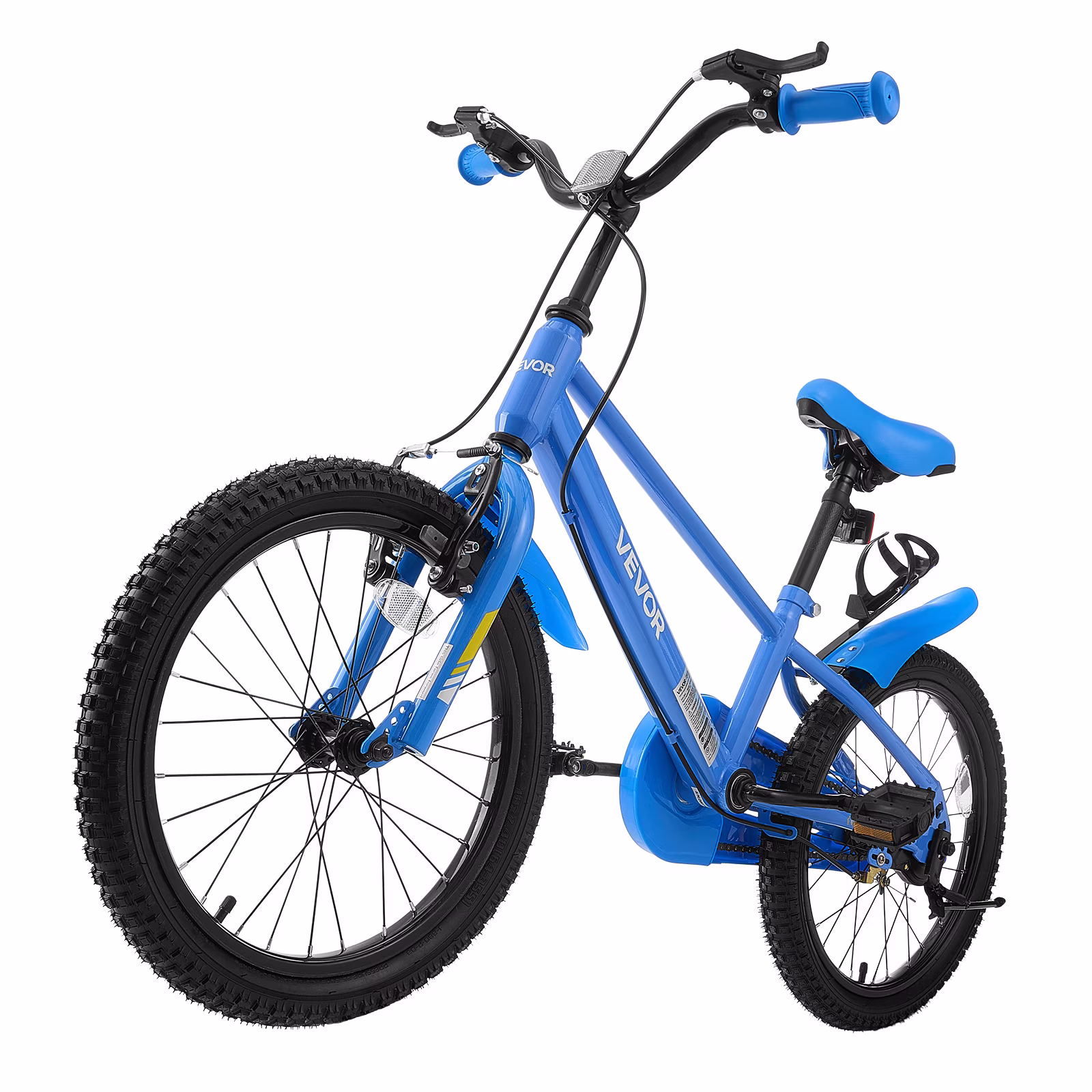 VEVOR Kids Bike, 18 in Children Bicycle, with Kickstand BMX Style Blue, for Boys Girls Ages 5-8, Adjustable Seat & Handlebar, Front Brake and Rear Drum Brake, Cup Holder, High-Carbon Steel Frame - Image 5