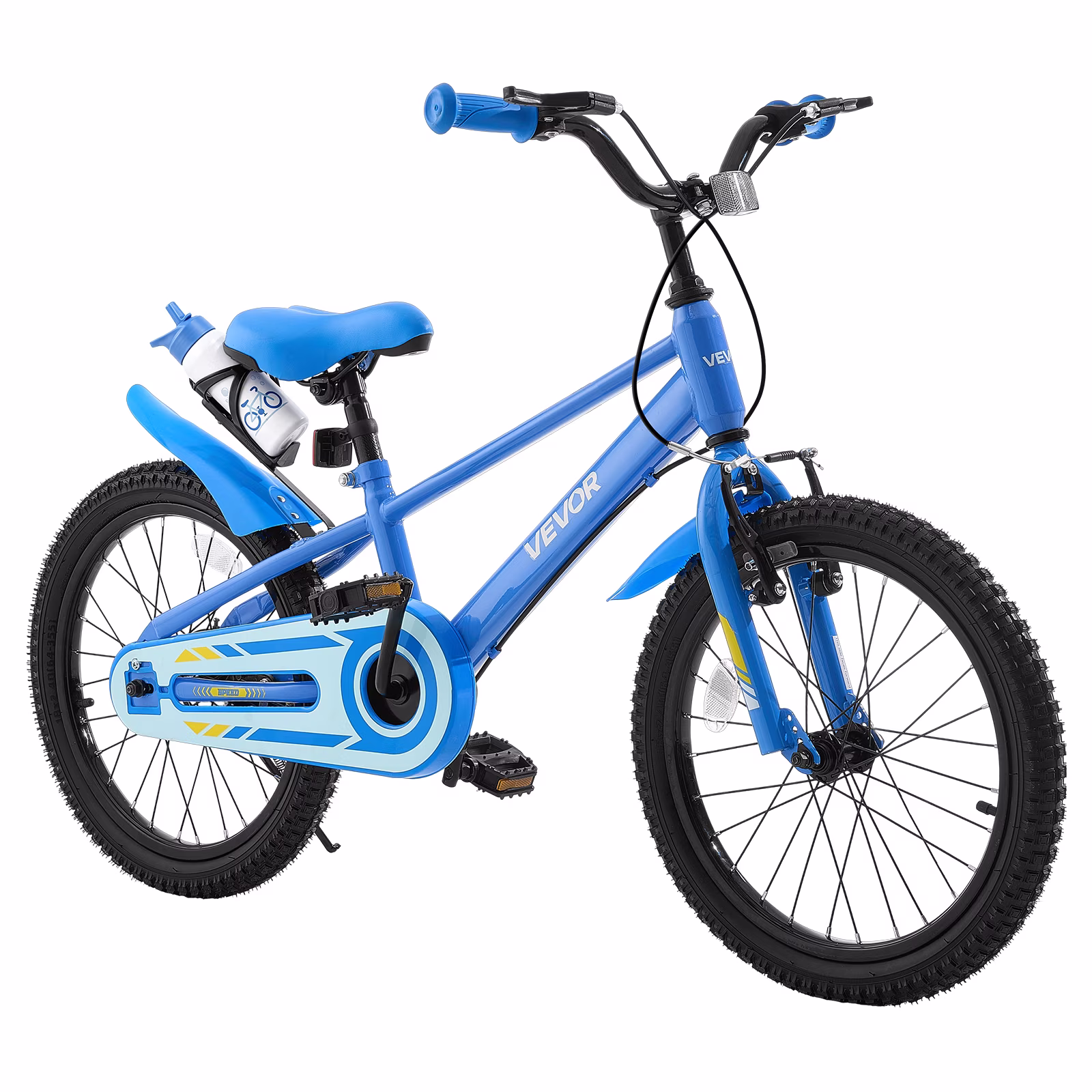 VEVOR Kids Bike, 18 in Children Bicycle, with Kickstand BMX Style Blue, for Boys Girls Ages 5-8, Adjustable Seat & Handlebar, Front Brake and Rear Drum Brake, Cup Holder, High-Carbon Steel Frame