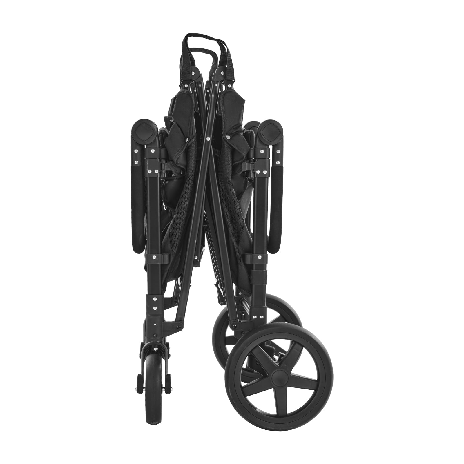 VEVOR Wagon Stroller for 4 Kids, Push Pull Quad Collapsible Stroller with Adjustable Handle, 5-Point Safety Harness & Removable Canopy,4-Seater Stroller Wagon for Camping, Black (330LBS Loading) - Image 5