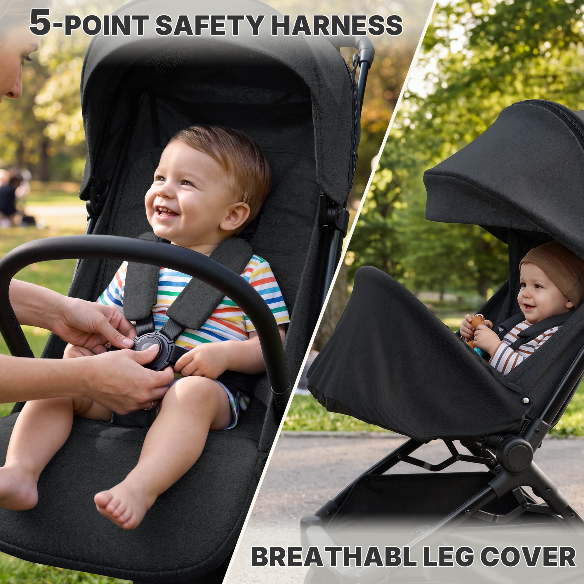 Vomeast Baby Stroller for Airplane, Portable Lightweight Travel Stroller for Infants and Toddlers, 12 lb, Black - Image 5
