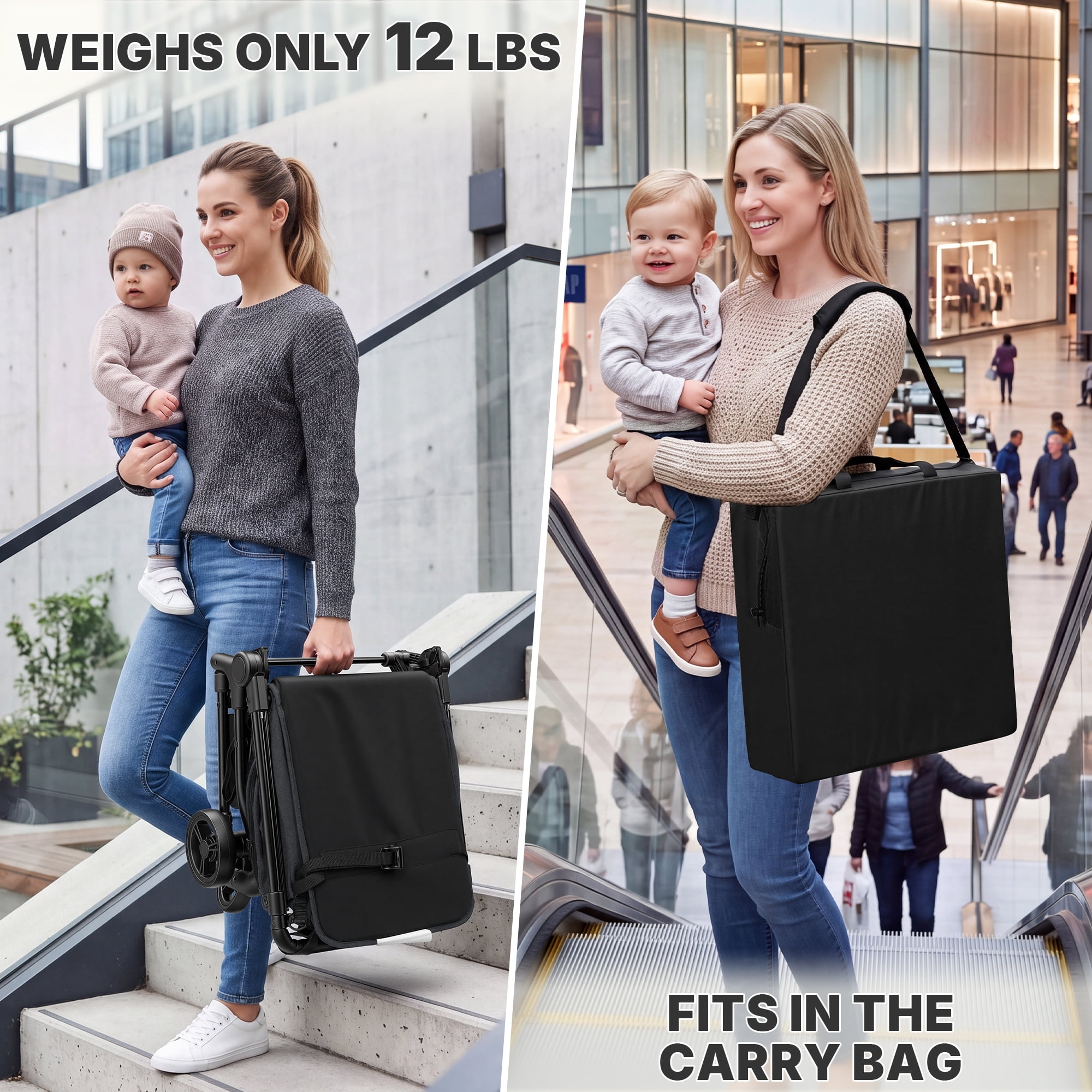 Vomeast Baby Stroller for Airplane, Portable Lightweight Travel Stroller for Infants and Toddlers, 12 lb, Black - Image 4
