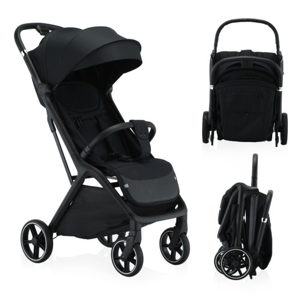 Vrhot Compact Baby Stroller, One-Hand Fold, Lightweight, Multi-Position Recline, Canopy, for Infants and Toddlers, Black