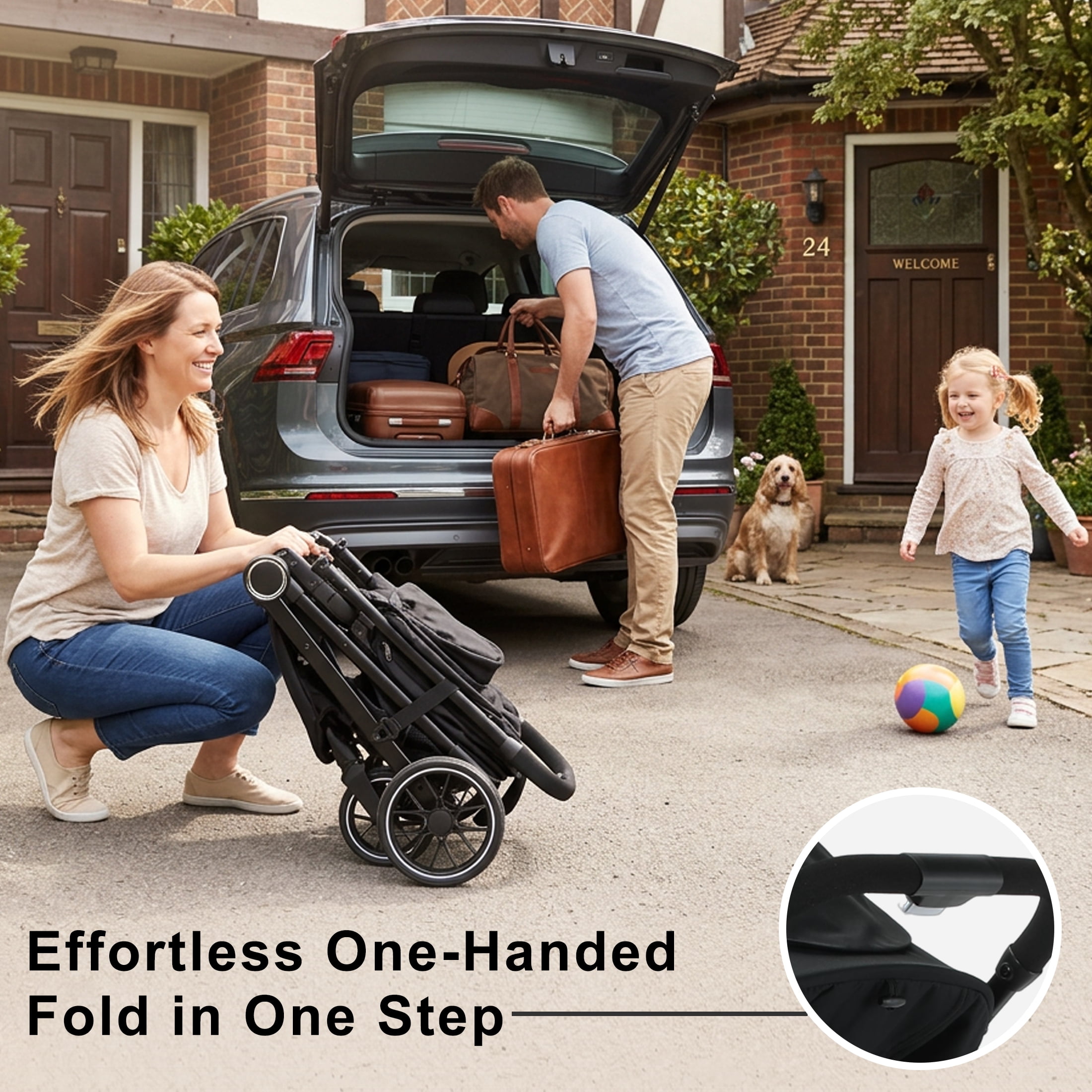 Vrhot Lightweight Baby Stroller, Compact Folding Travel Stroller, One-Hand Fold, Infant and Toddler 6-36 Months, Black - Image 3