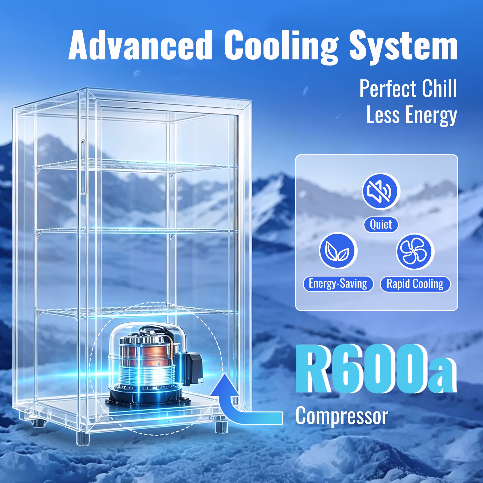 WANAI 120 Can Beverage Fridge & Cooler Small Mini Fridge Glass Door for Soda Beer or Wine for Home&Bar - Image 2