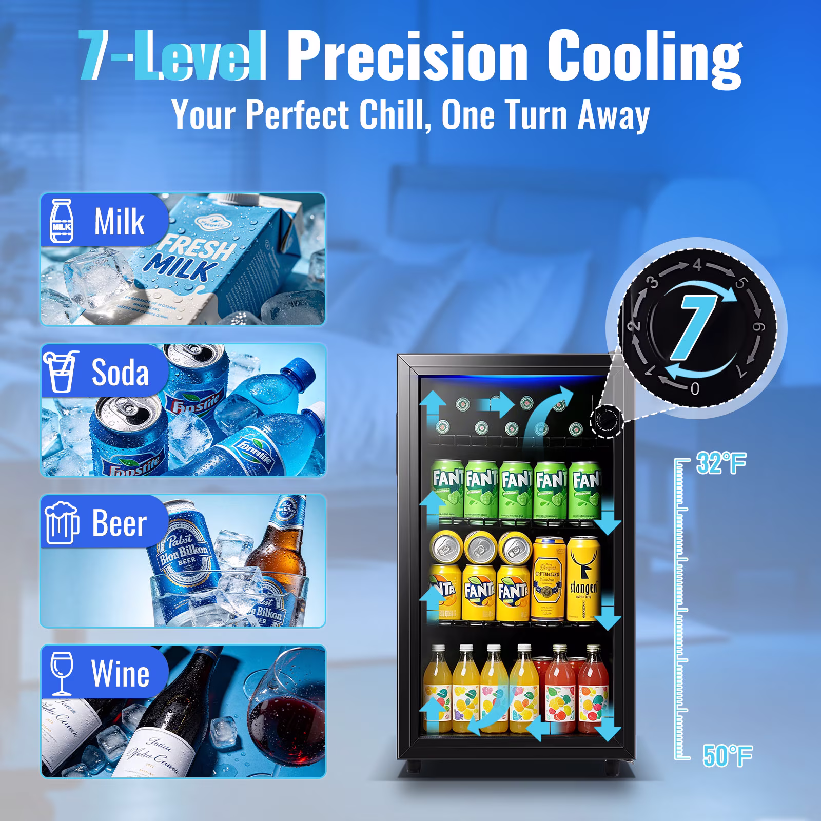 WANAI 120 Can Beverage Fridge & Cooler Small Mini Fridge Glass Door for Soda Beer or Wine for Home&Bar - Image 4