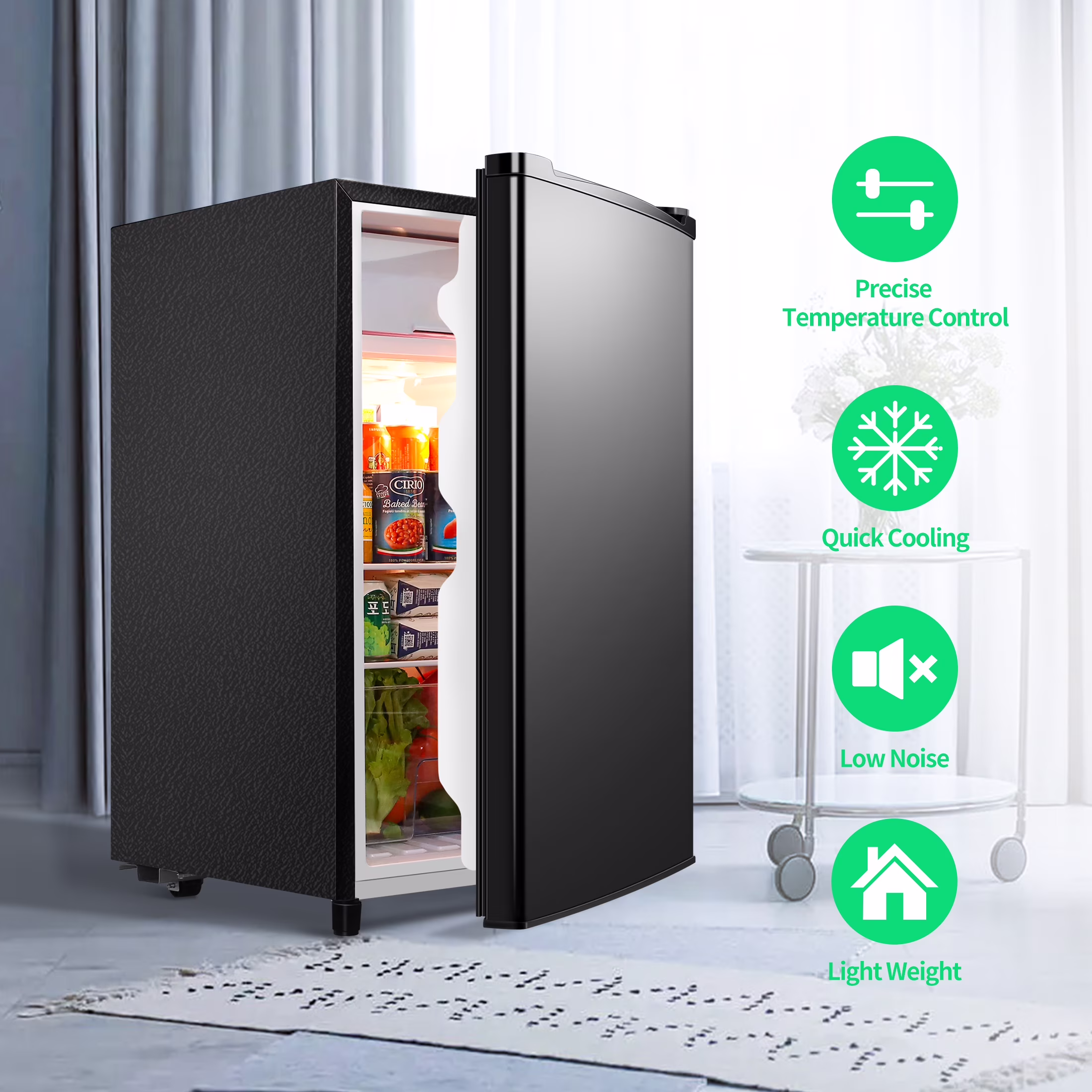 WANAI Mini Fridge 3.2 Cu ft Small Fridge One Door Mini Fridge,Black,New - Image 2