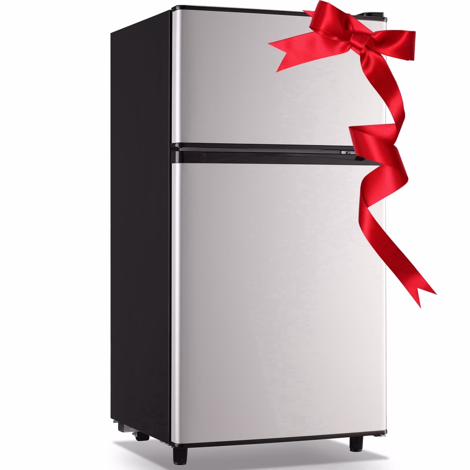 WANAI 3.5 Cu.ft Fridge with Freezer 2 Door Compact Refrigerator Adjustable Thermostat Silver New - Image 2