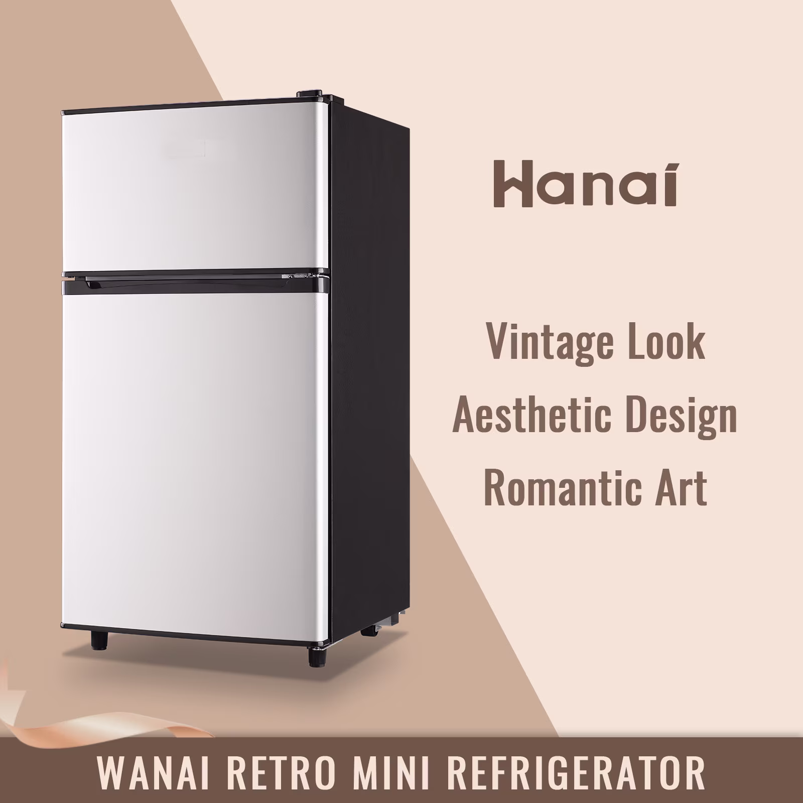 WANAI 3.5 Cu.ft Fridge with Freezer 2 Door Compact Refrigerator Adjustable Thermostat Silver New - Image 3
