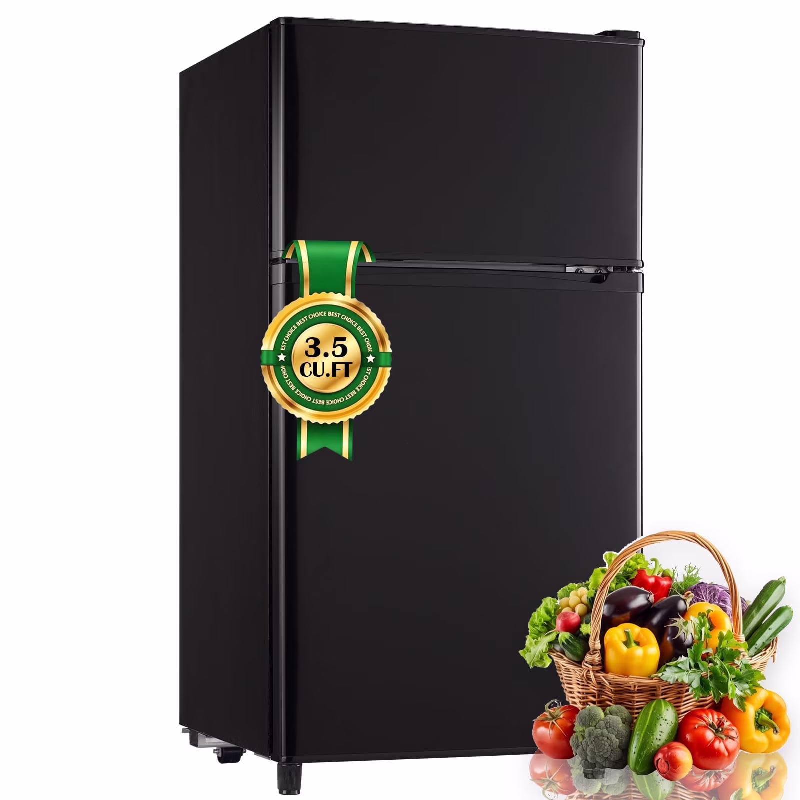 WANAI 3.5 Cu.ft Mini Fridge Compact Refrigerator with Freezer Small Fridge For Bedroom, Office, Kitchen, Apartment, Black
