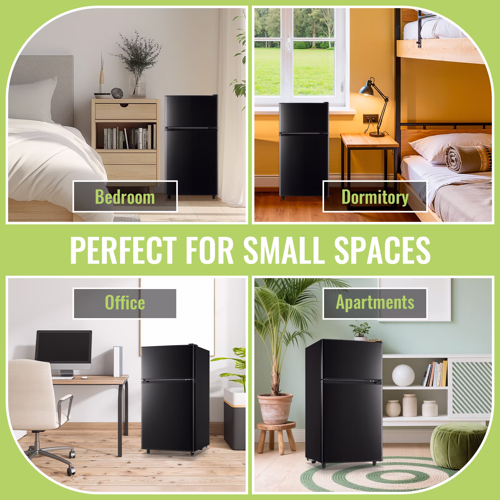 WANAI 3.5 Cu.ft Mini Fridge Compact Refrigerator with Freezer Small Fridge For Bedroom, Office, Kitchen, Apartment, Black - Image 2