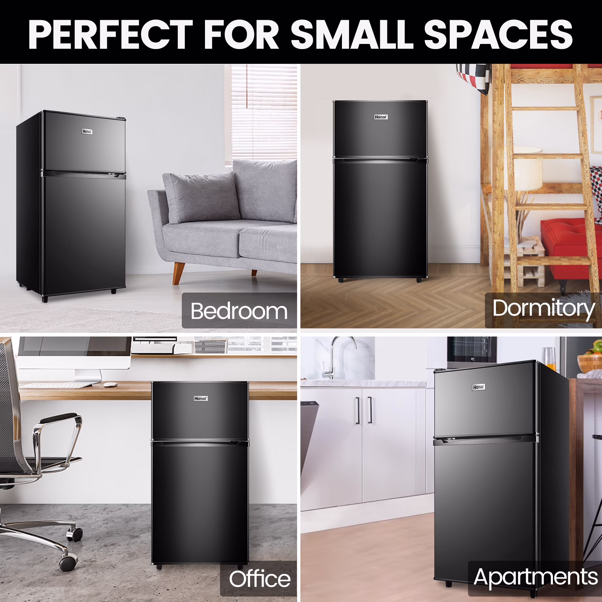 WANAI 3.5 Cu ft Two Door Mini Fridge with Freezer,Apartment Size Refrigerator, Black,New - Image 5