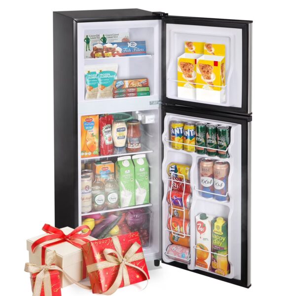 WANAI 5.0 Cu.ft Mini Refrigerator with Freezer 7 Settings Temp Adjustable Large Compact Fridge Silver