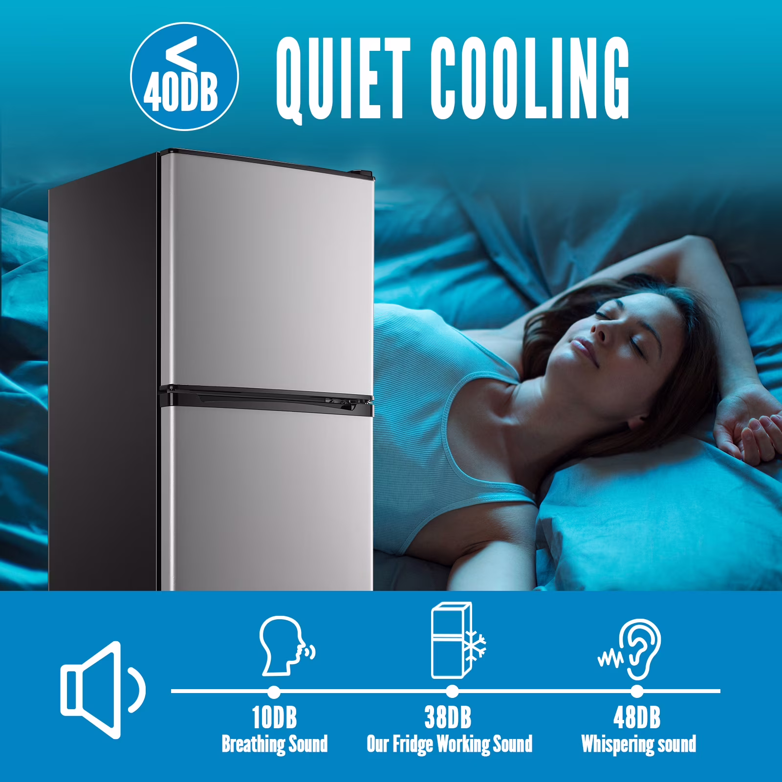 WANAI 5.0 Cu.ft Mini Refrigerator with Freezer 7 Settings Temp Adjustable Large Compact Fridge Silver - Image 4