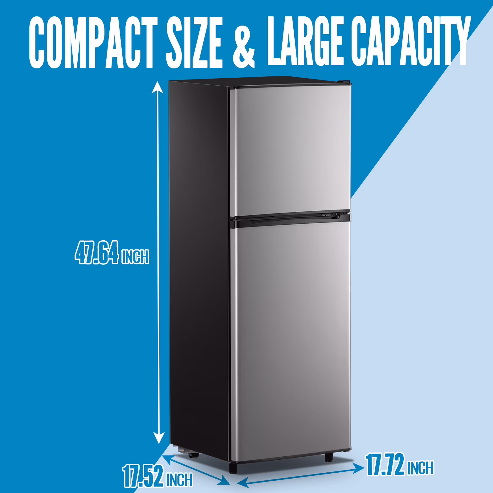 WANAI 5.0 Cu.ft Mini Refrigerator with Freezer 7 Settings Temp Adjustable Large Compact Fridge Silver - Image 2