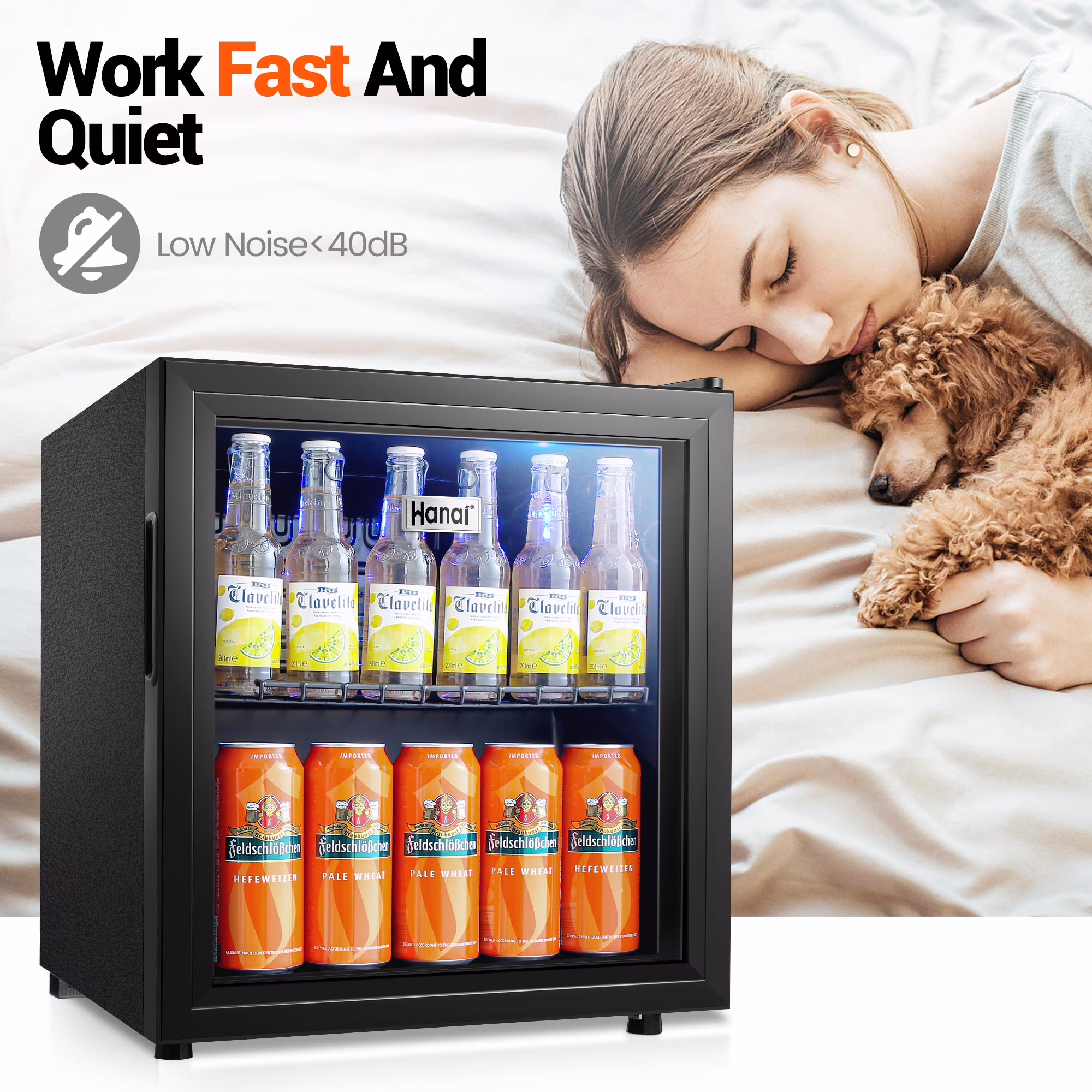 WANAI 62-Can Beverage Refrigerator and Cooler,Small Fridge with Glass Door,BLACK - Image 4