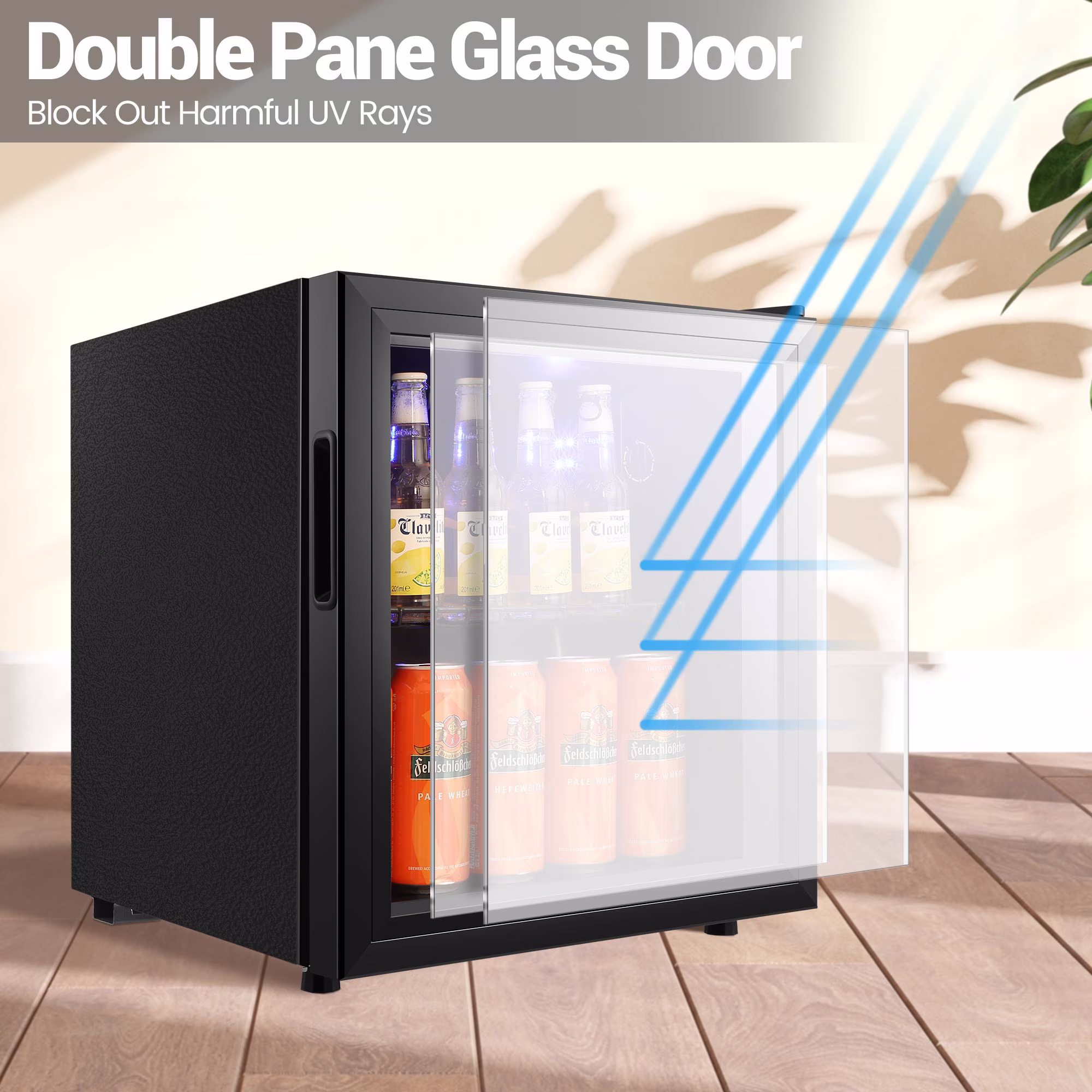WANAI 62-Can Beverage Refrigerator and Cooler,Small Fridge with Glass Door,BLACK - Image 3