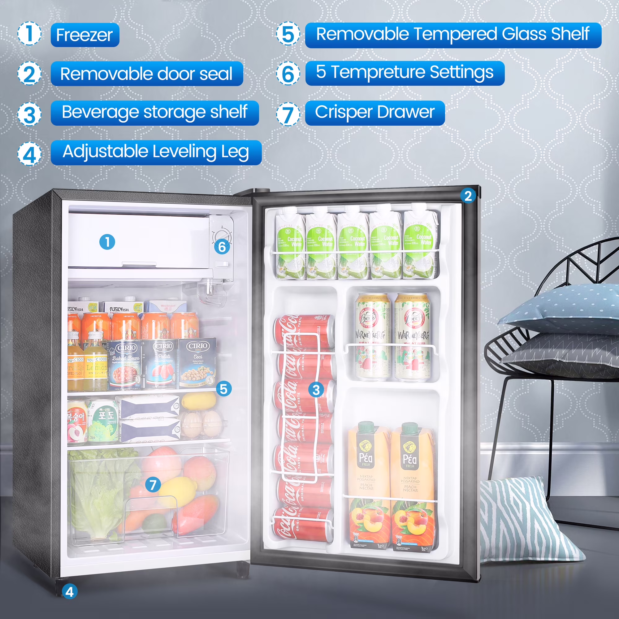 WANAI Energy-efficient Refrigerators with Shelves, 46 lb - Image 5