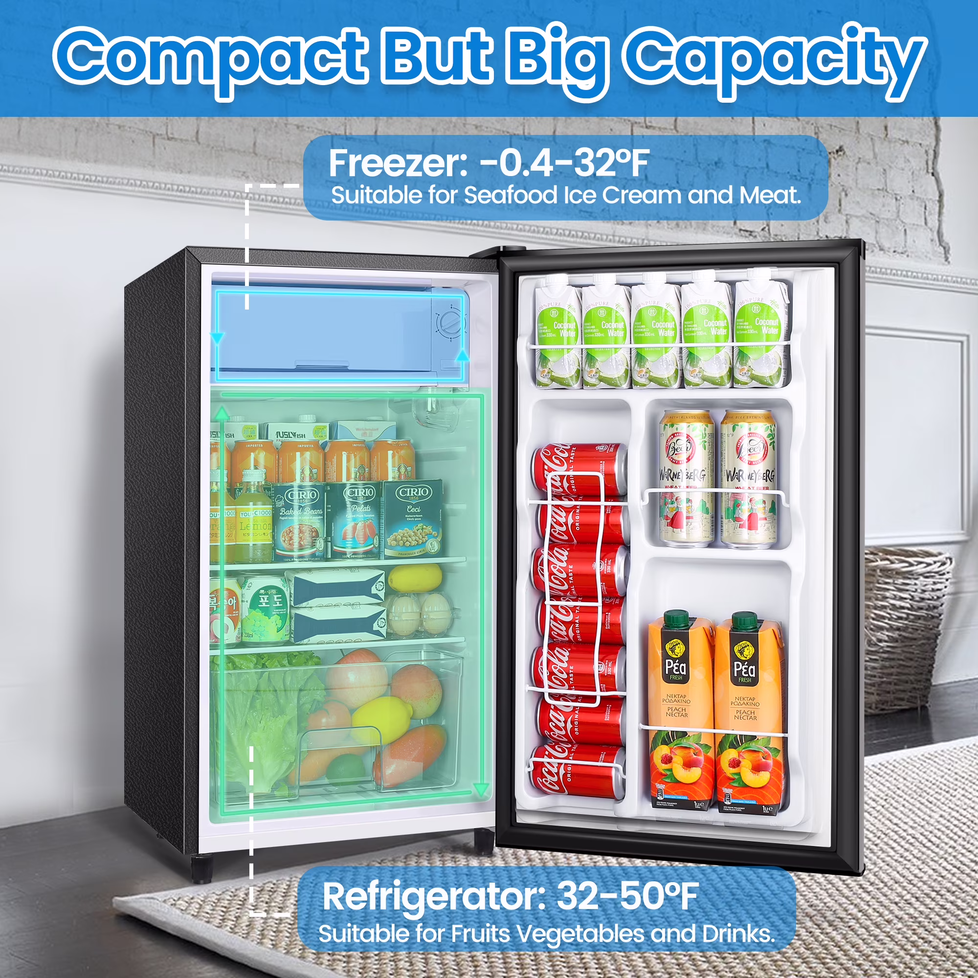 WANAI Energy-efficient Refrigerators with Shelves, 46 lb - Image 2