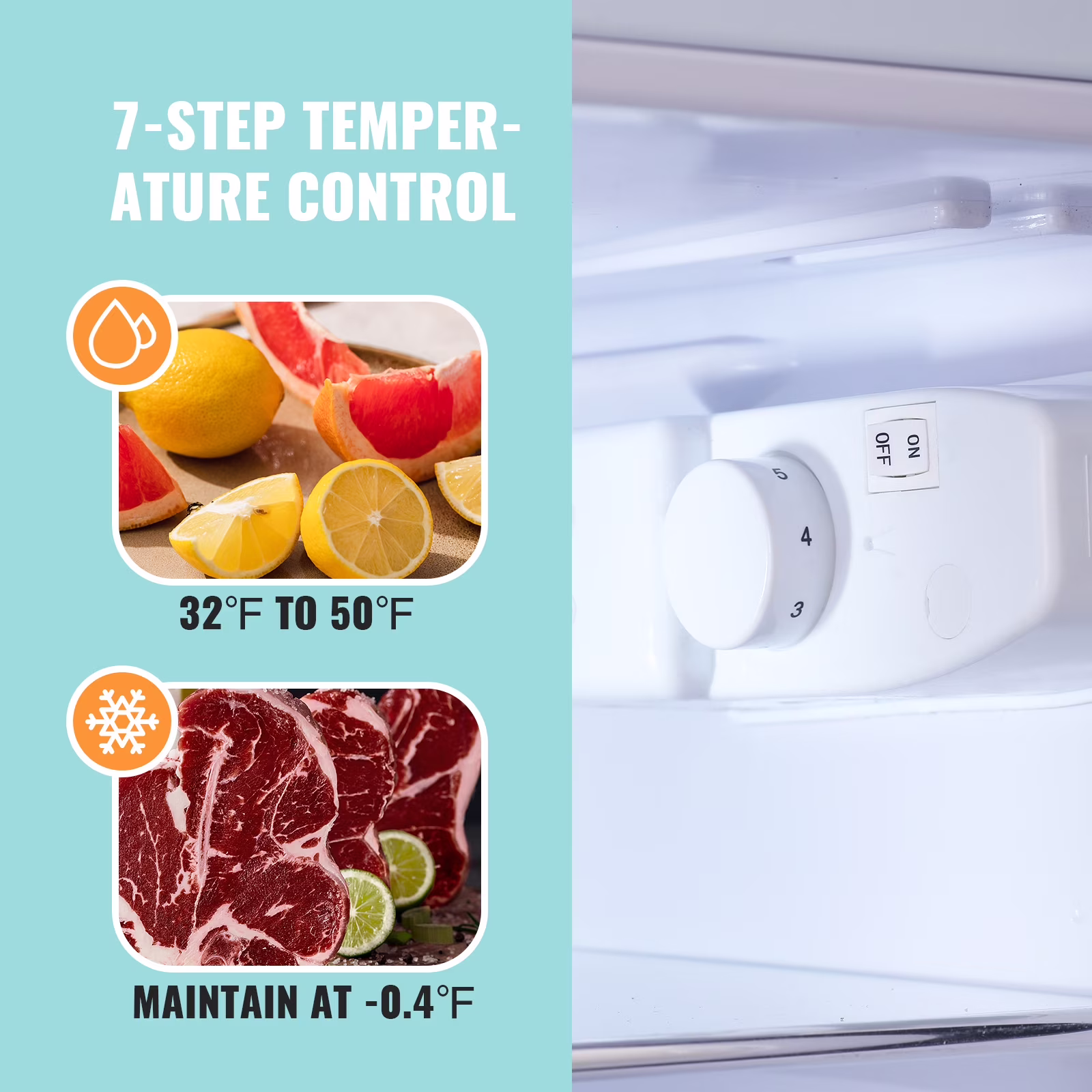 WANAI Small Retro Dual Door Refrigerator 3.5 Cu.ft Blue Fridge with Freezer for Dorm Apartment New - Image 2
