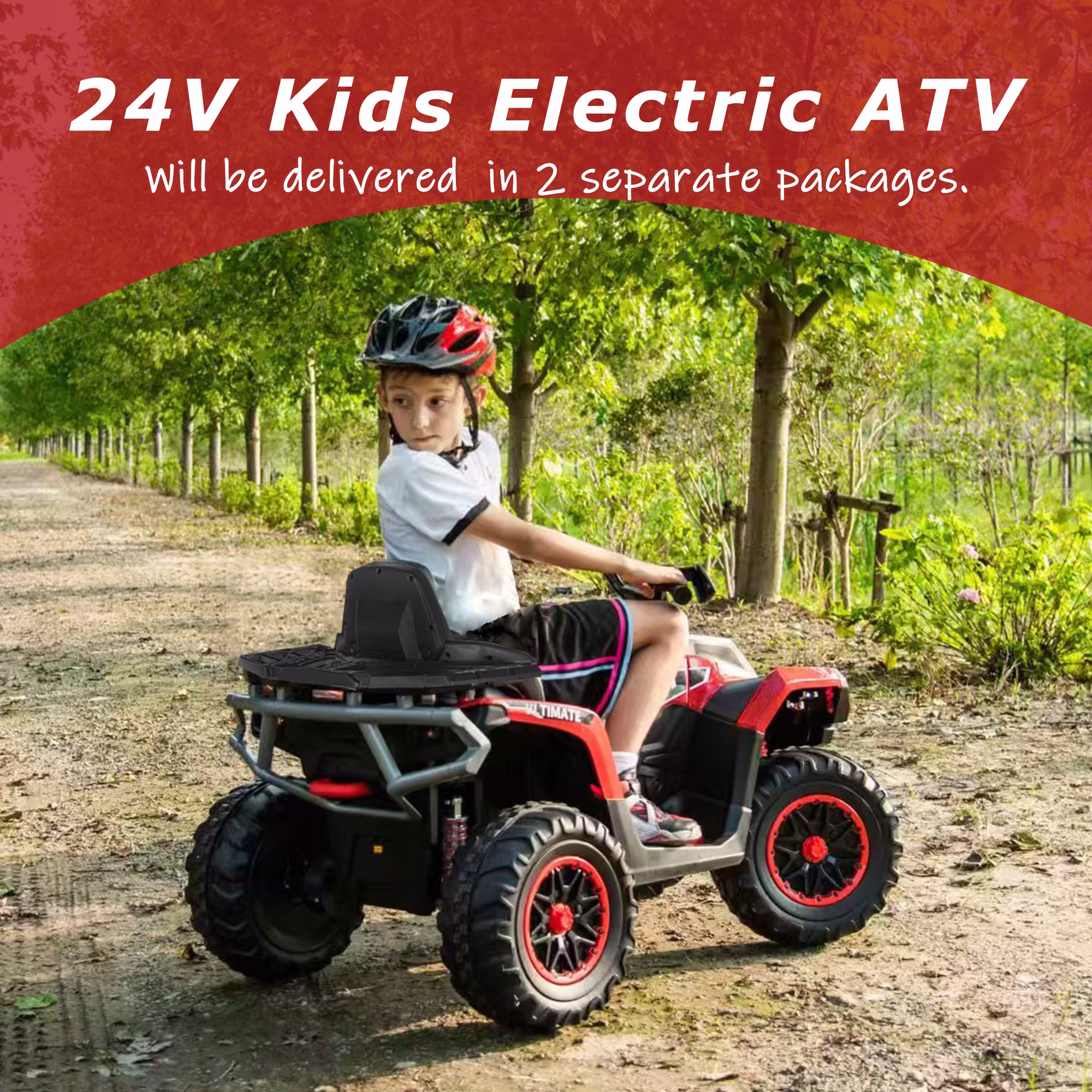 WangWangWang 2-Seater Electric ATV Ride-On Toy, 6Mph Max Speed, LED Lights, 24V, 1 Count - Image 2