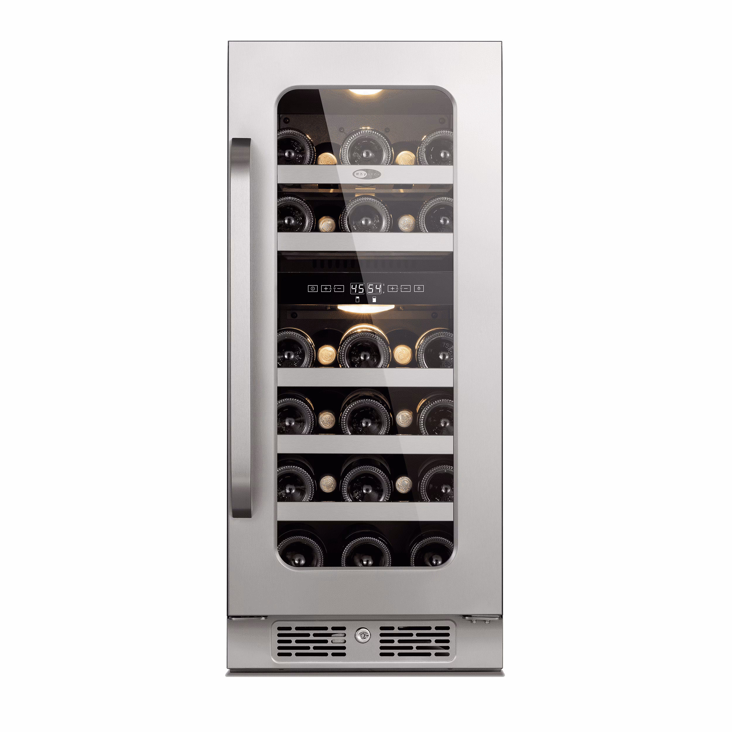 Whynter 15 Inch Wine Fridge Cooler - Dual Zone 29 Bottles Wine Fridge with Glass Door, Small Wine Refrigerator with 3 LED Light Built-in for Home Bar Kitchen