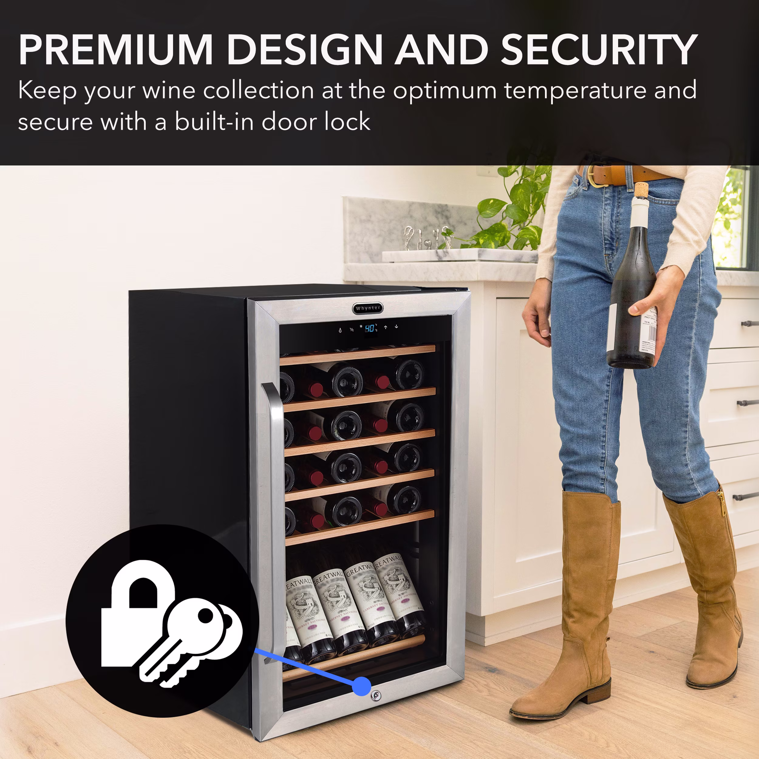 Whynter 34 Bottle 6 Shelf Stainless Steel Wine Refrigerator - Image 5