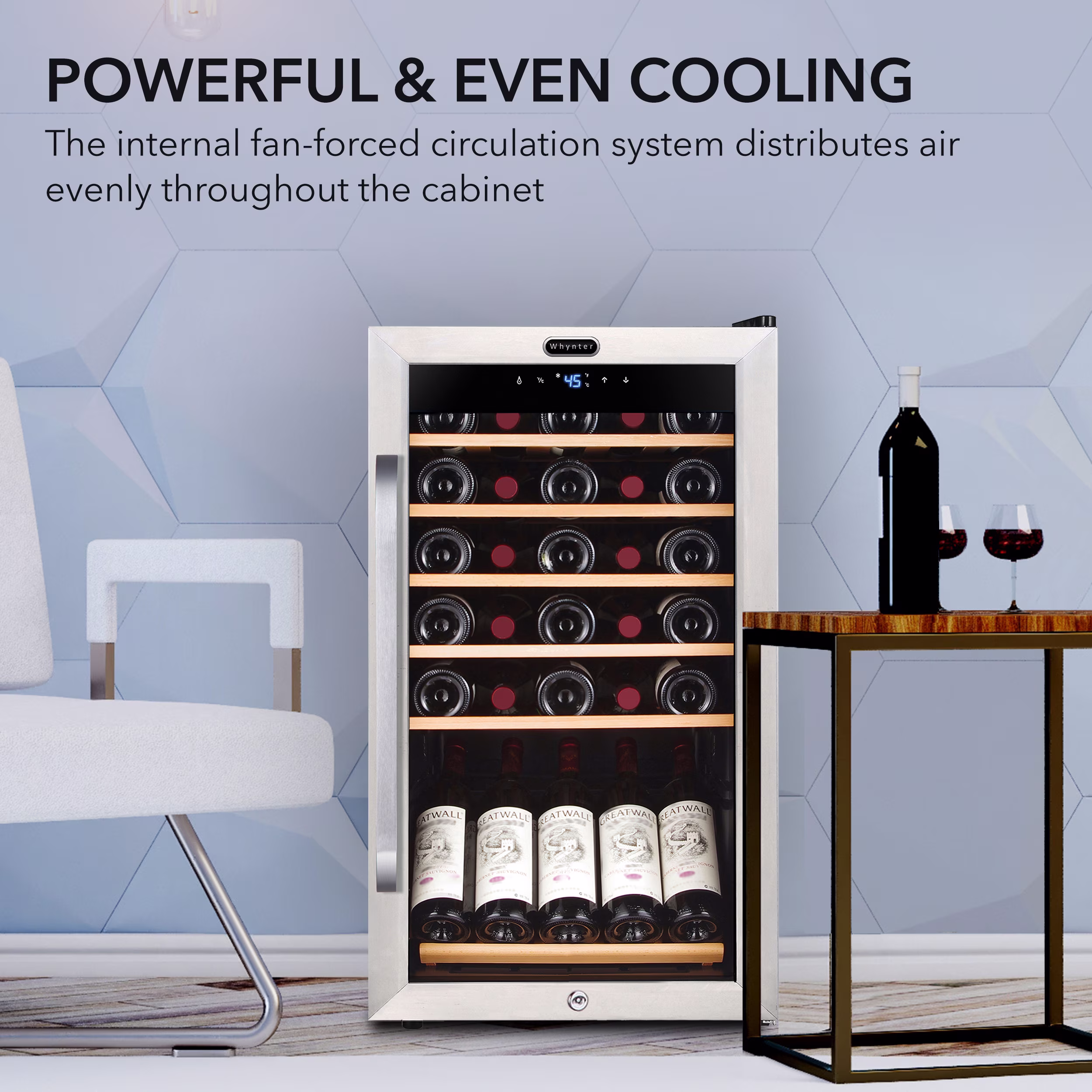 Whynter 34 Bottle 6 Shelf Stainless Steel Wine Refrigerator - Image 3