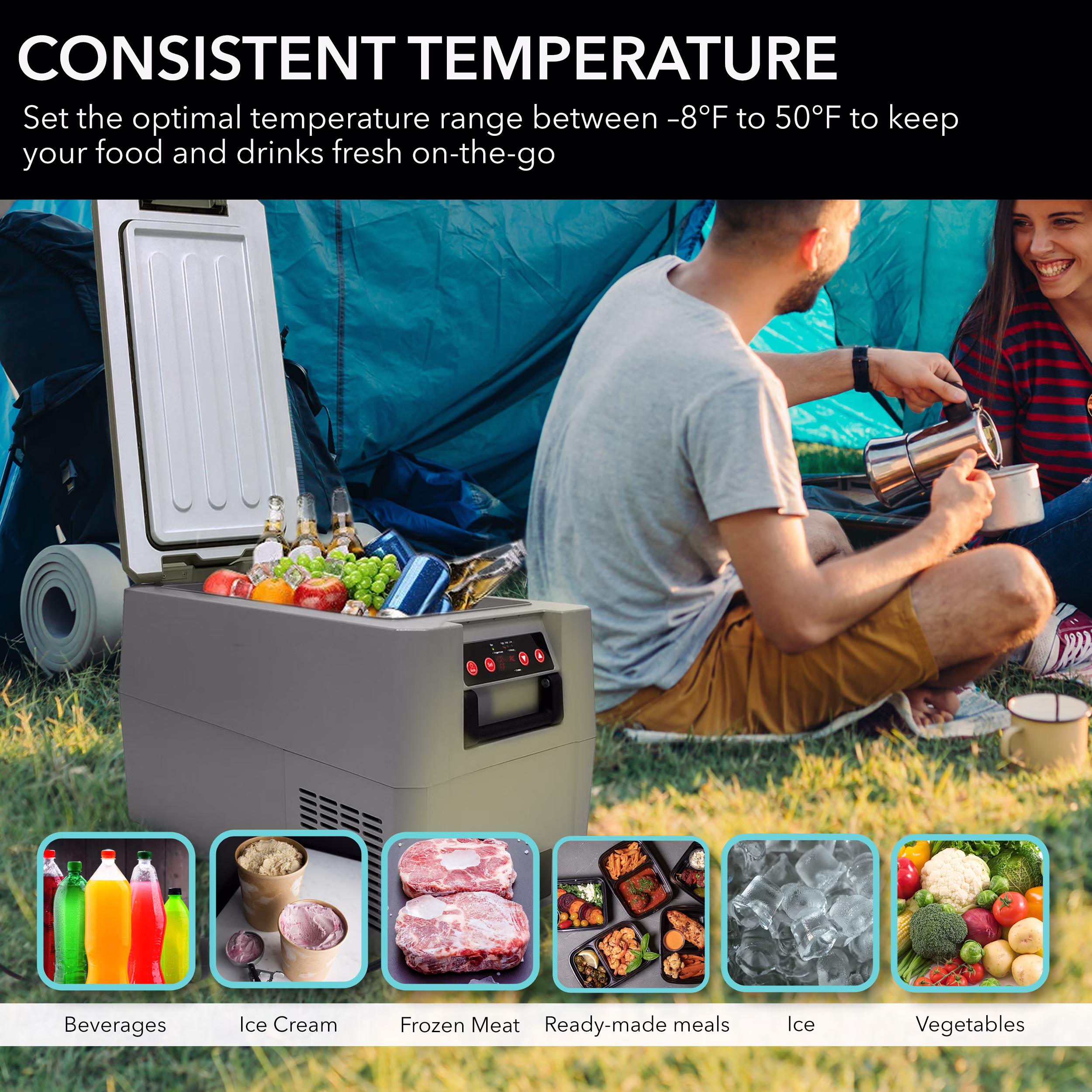 Whynter 34 Quart Compact Portable Freezer Refrigerator, 12v DC Option - Image 5
