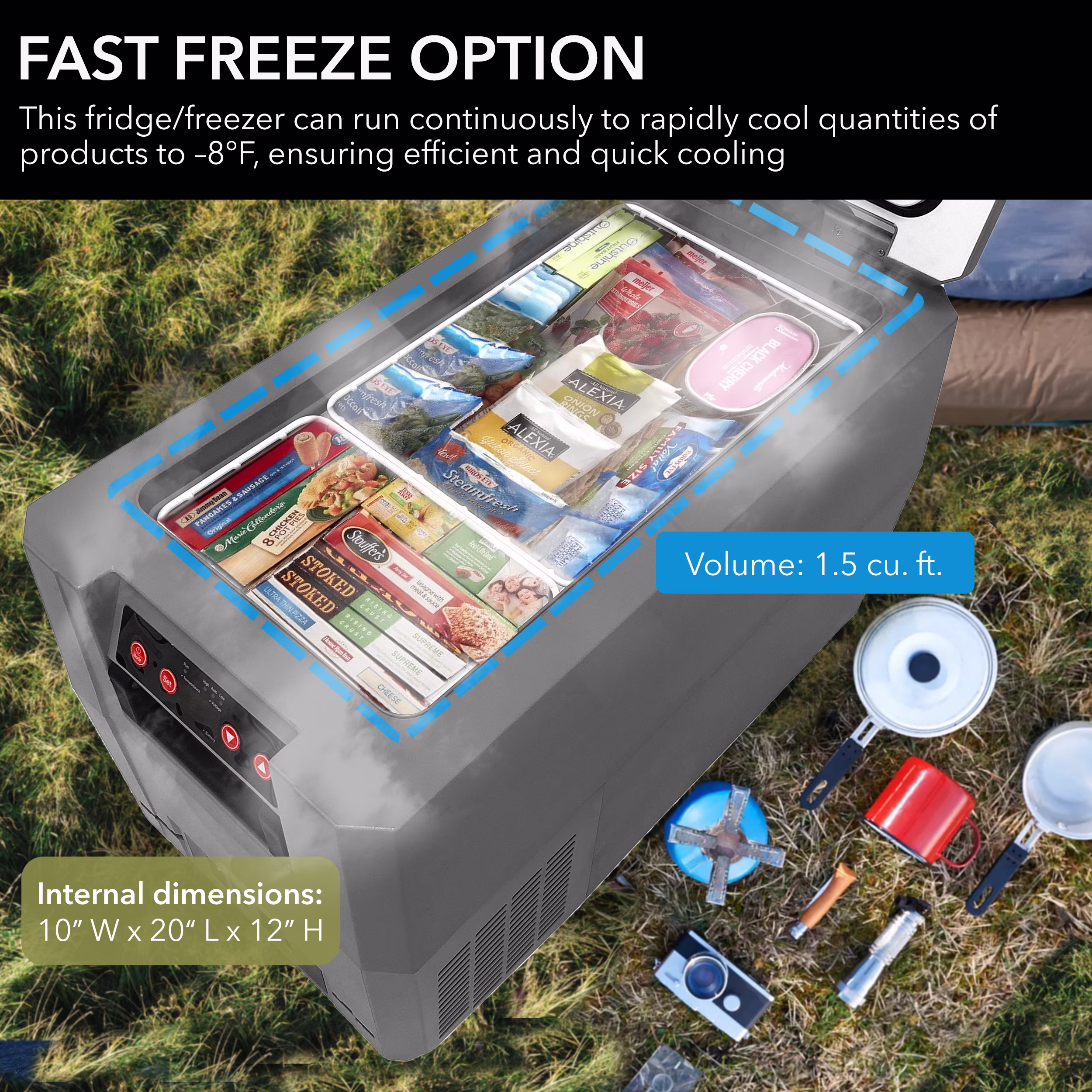 Whynter 34 Quart Compact Portable Freezer Refrigerator, 12v DC Option - Image 3
