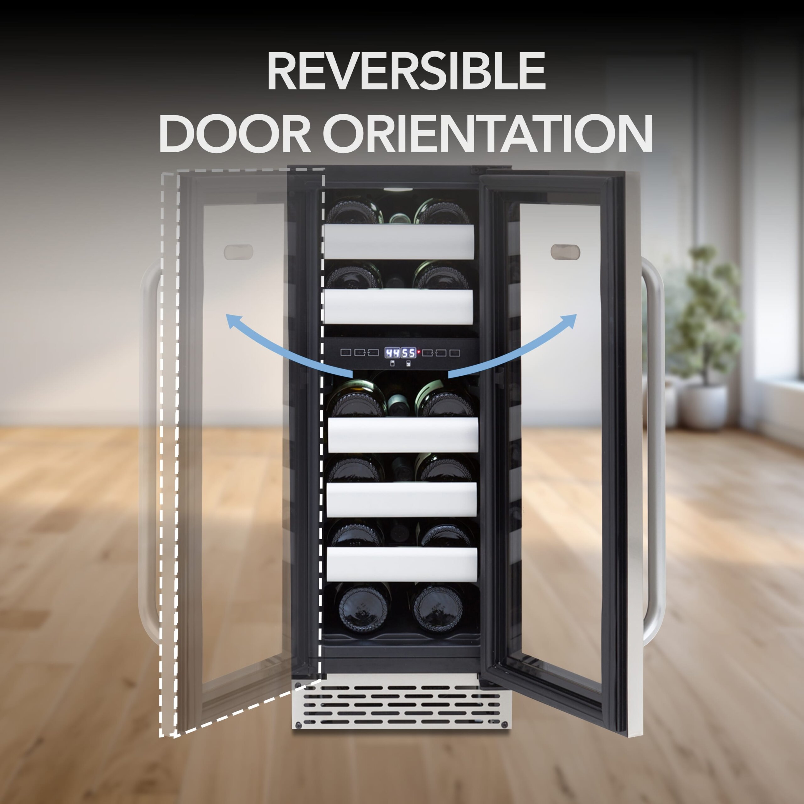 Whynter BWR-171DS Elite 12" 17 Bottle Seamless Stainless Steel Door Dual Zone Built-in Wine Refrigerator - Image 2