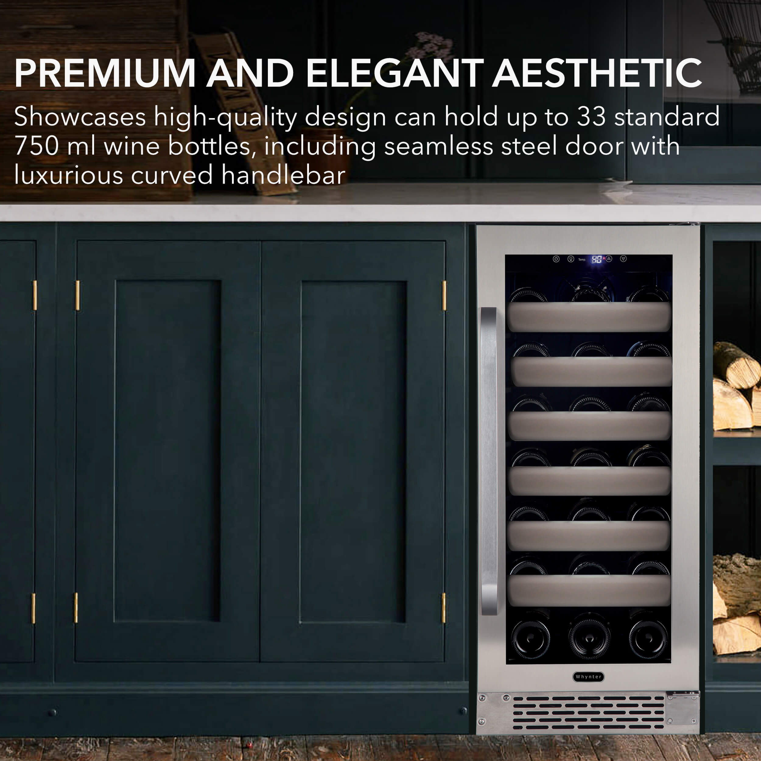 Whynter Elite 33 Bottle Built-in or Freestanding Wine Refrigerator, Glass Door BWR-331SL - Image 3