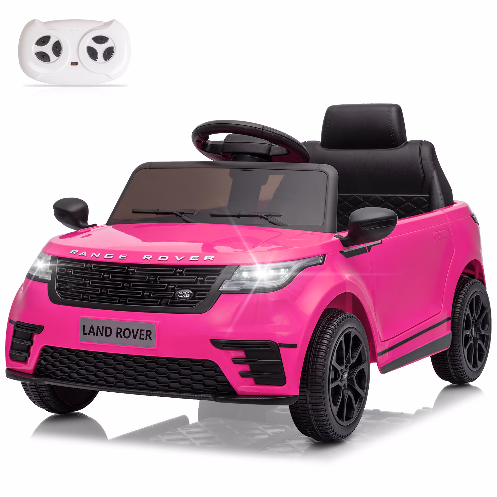 Winado 12V Powered Ride On Car w/Remote Control, Licensed Land Rover Electric Car for Kids with Lights, Music, Rose Red - Image 5