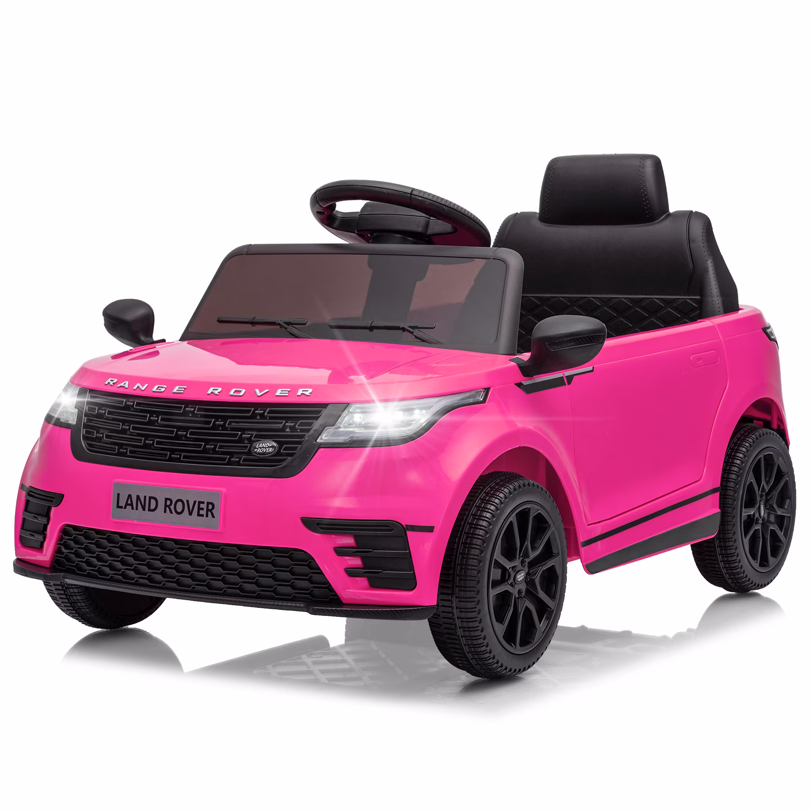 Winado 12V Powered Ride On Car w/Remote Control, Licensed Land Rover Electric Car for Kids with Lights, Music, Rose Red - Image 4