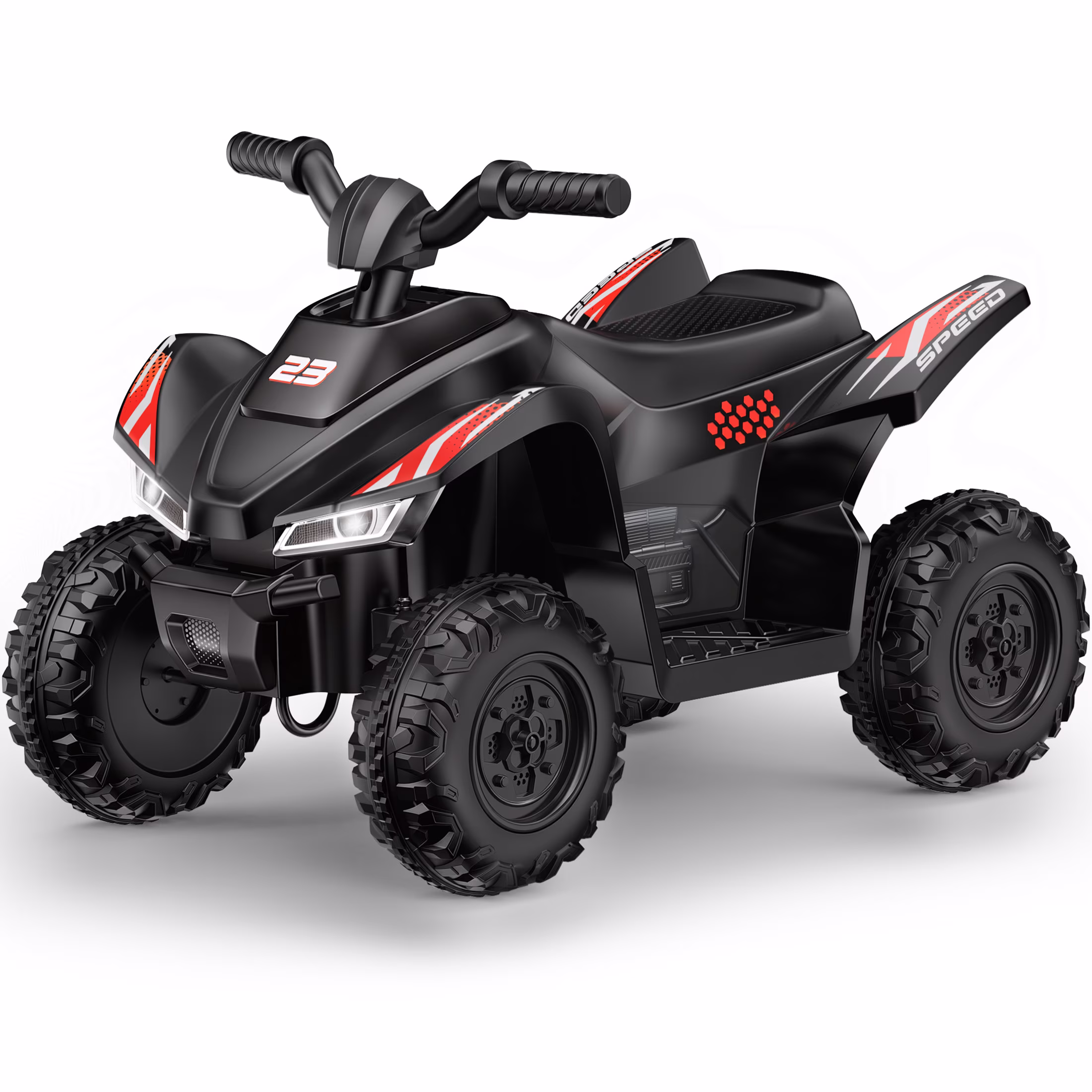 Wisairt 12V Kids ATV, Electric 4 Wheeler for Kids Ages 3-6, Dual Motor Ride On ATV with LED Lights, Music & Wireless Audio, Black