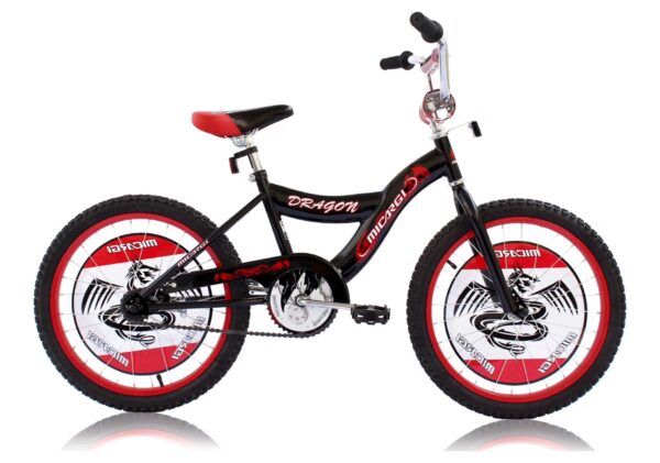 Wonder Wheels 20" BMX S-Type Frame Boy's Bicycle Coaster Brake One Piece Crank Chrome Rims Black Tire Kid's Bike - Black