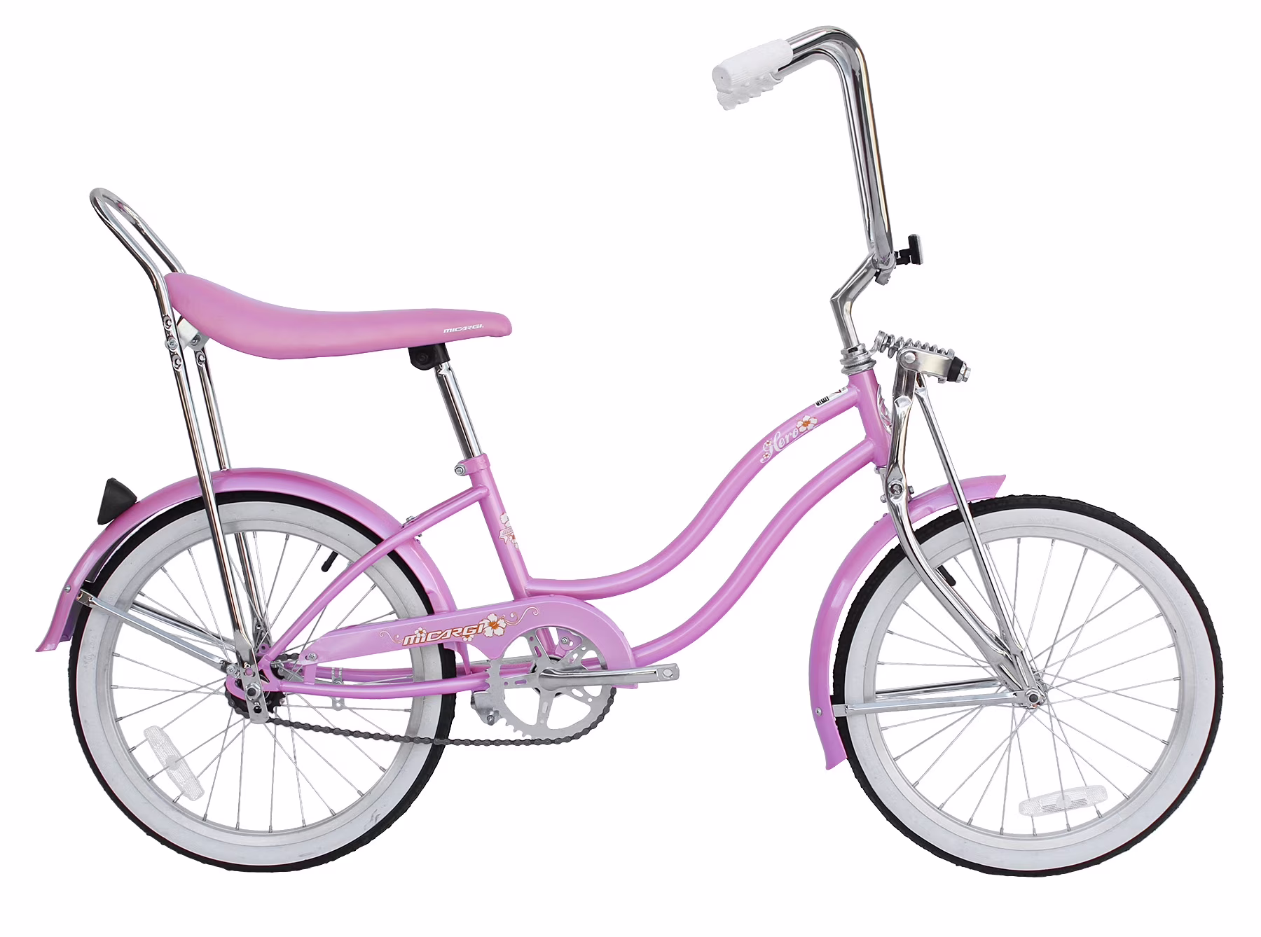 Wonder Wheels 20 In. Beach Cruiser Lowrider Coaster Brake Single Speed Bicycle, Bike With Banana Seat Stainless Steel Spokes One Piece Crank Alloy Rims 36 H - Pink