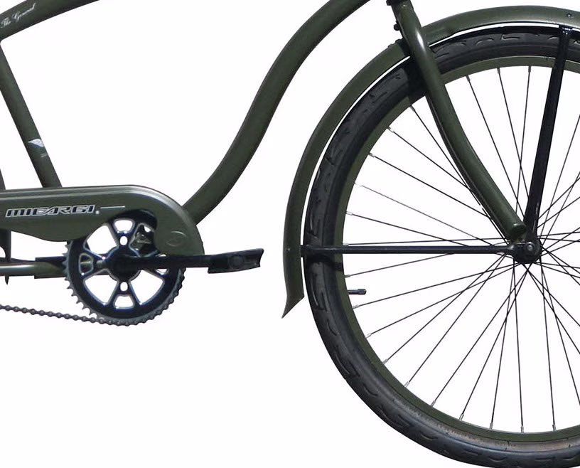 Wonder Wheels 26" Beach Cruiser Coaster Brake Single Speed Bicycle, Bike, Black Spokes One Piece Crank Alloy Matte Army Green Rims 36H W/ Fenders - Matte Army Green - Image 5