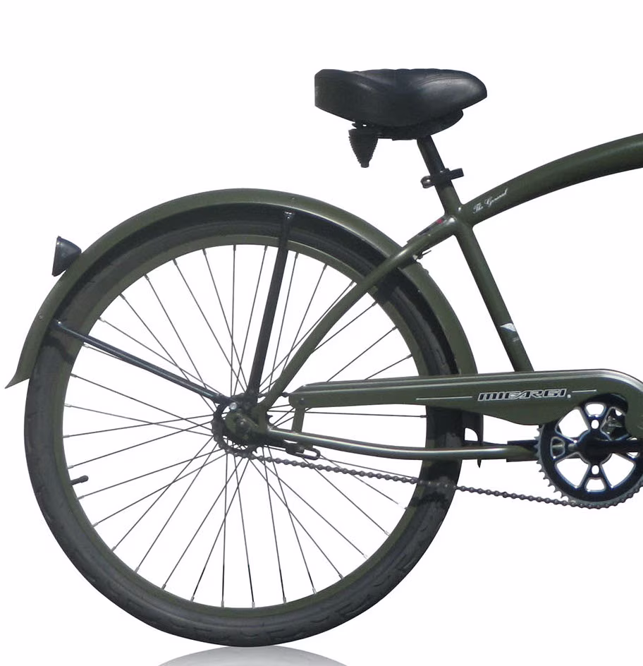 Wonder Wheels 26" Beach Cruiser Coaster Brake Single Speed Bicycle, Bike, Black Spokes One Piece Crank Alloy Matte Army Green Rims 36H W/ Fenders - Matte Army Green - Image 4