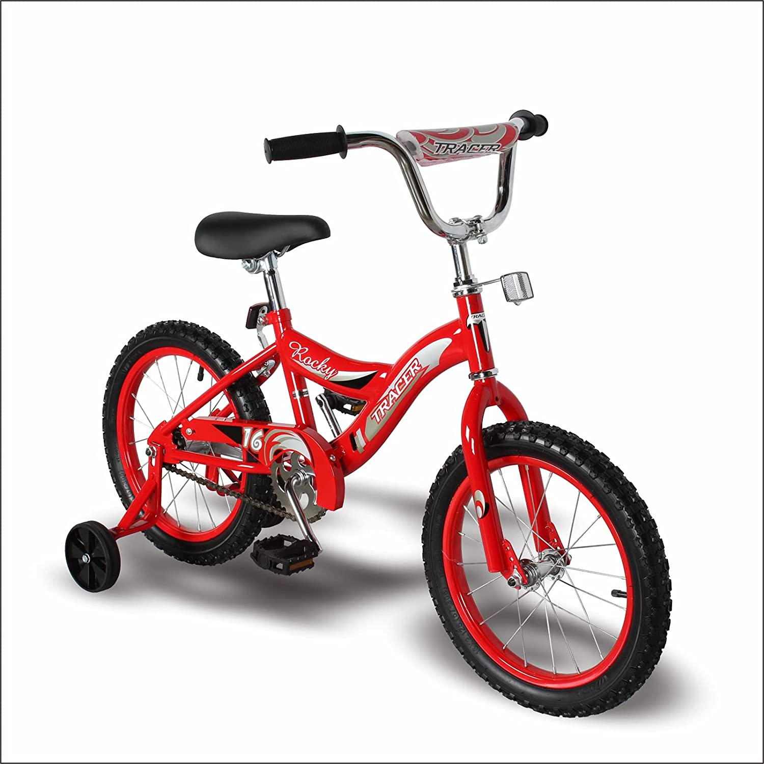 WonderWheels 16" BMX S-Type Frame Bicycle Coaster Brake One Piece Crank Chrome Rims Black Tire Kid's Bike - Red - Image 3