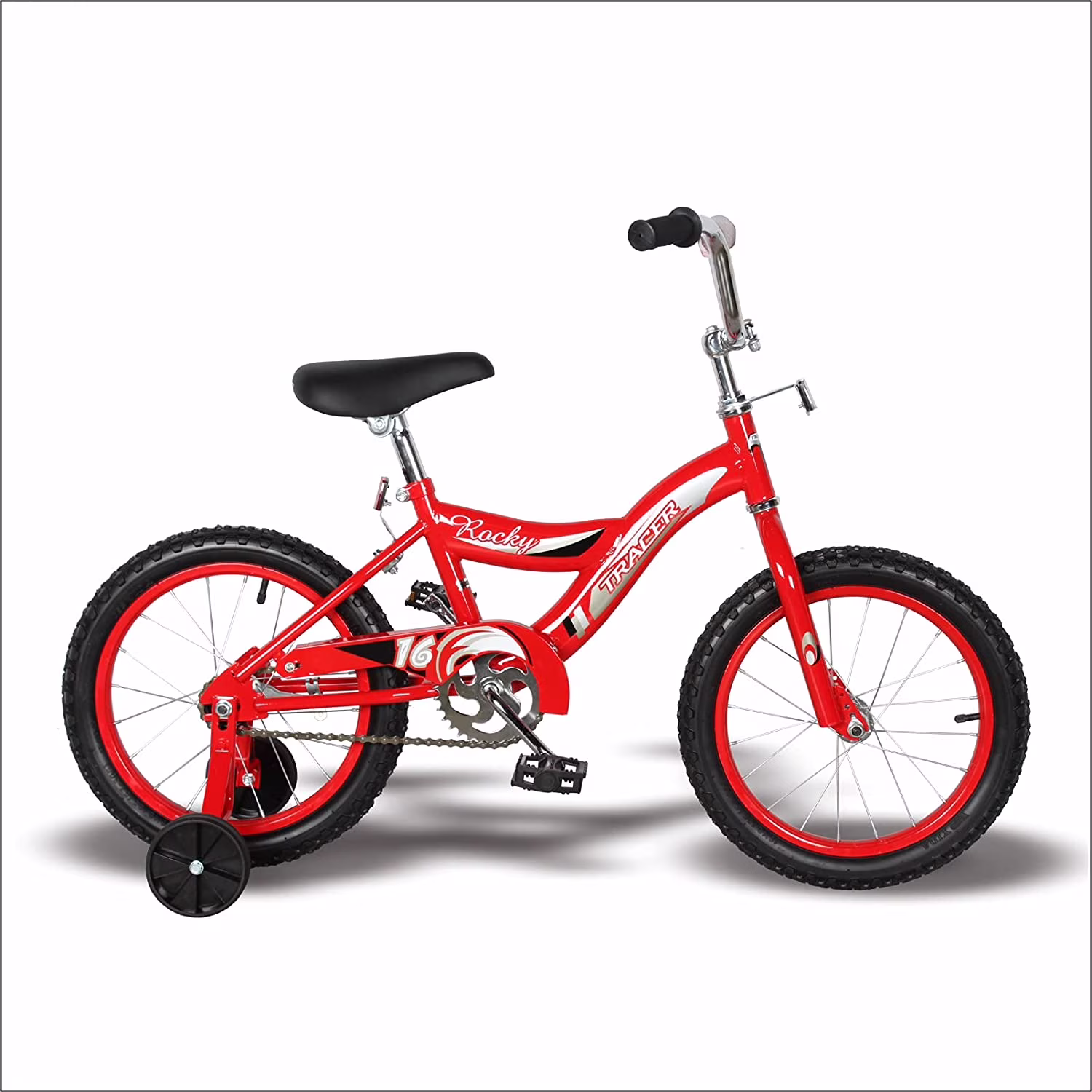 WonderWheels 16" BMX S-Type Frame Bicycle Coaster Brake One Piece Crank Chrome Rims Black Tire Kid's Bike - Red