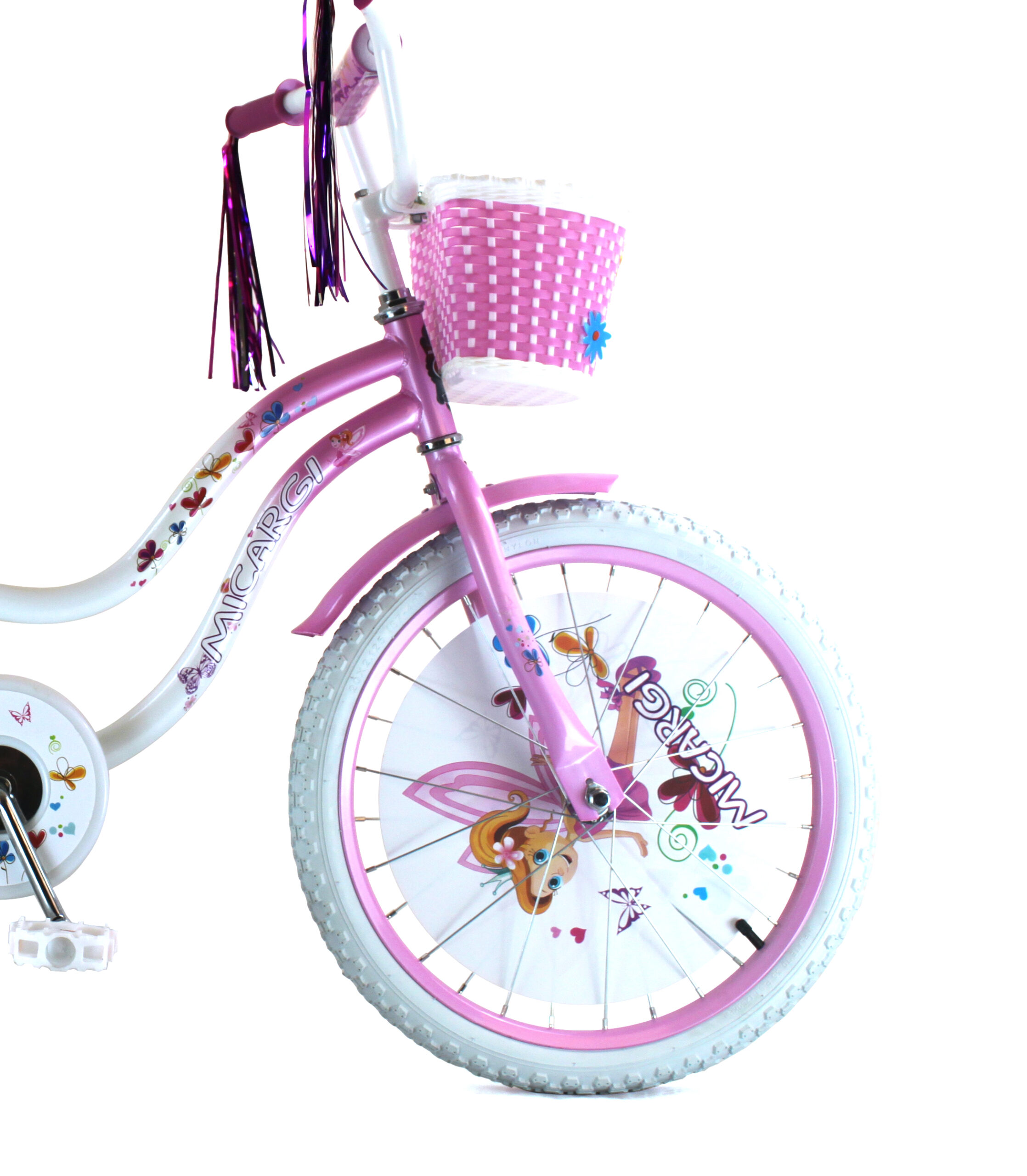 WonderWheels 20" Kids Cruiser Bicycle Steel Frame Coaster Brake White and Baby Blue with Basket - Image 2