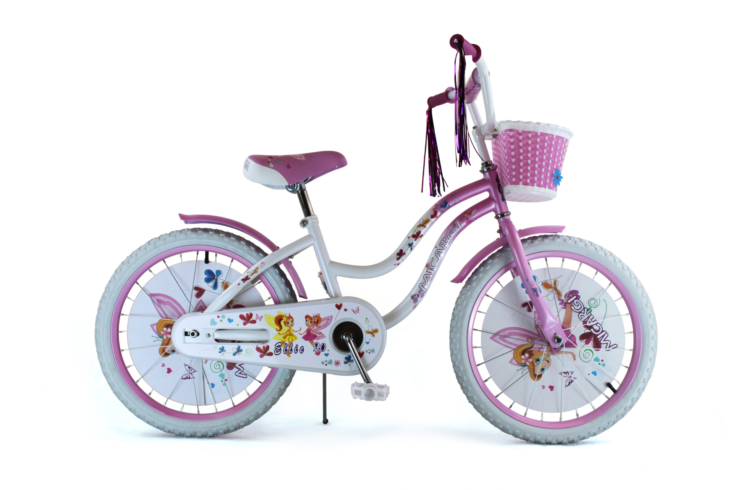 WonderWheels 20" Kids Cruiser Bicycle Steel Frame Coaster Brake White and Baby Blue with Basket - Image 5
