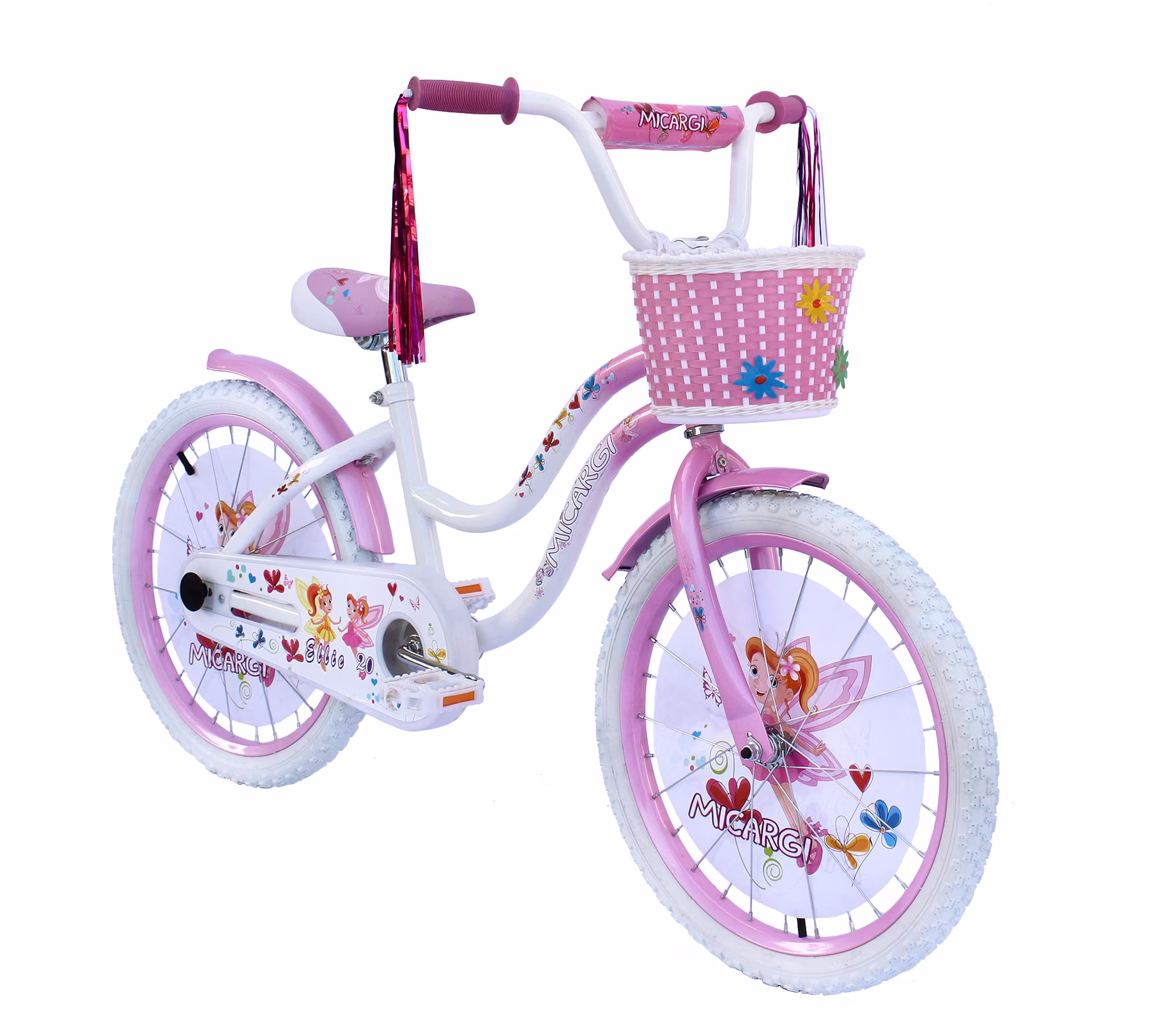 WonderWheels 20" Kids Cruiser Bicycle Steel Frame Coaster Brake White and Baby Blue with Basket