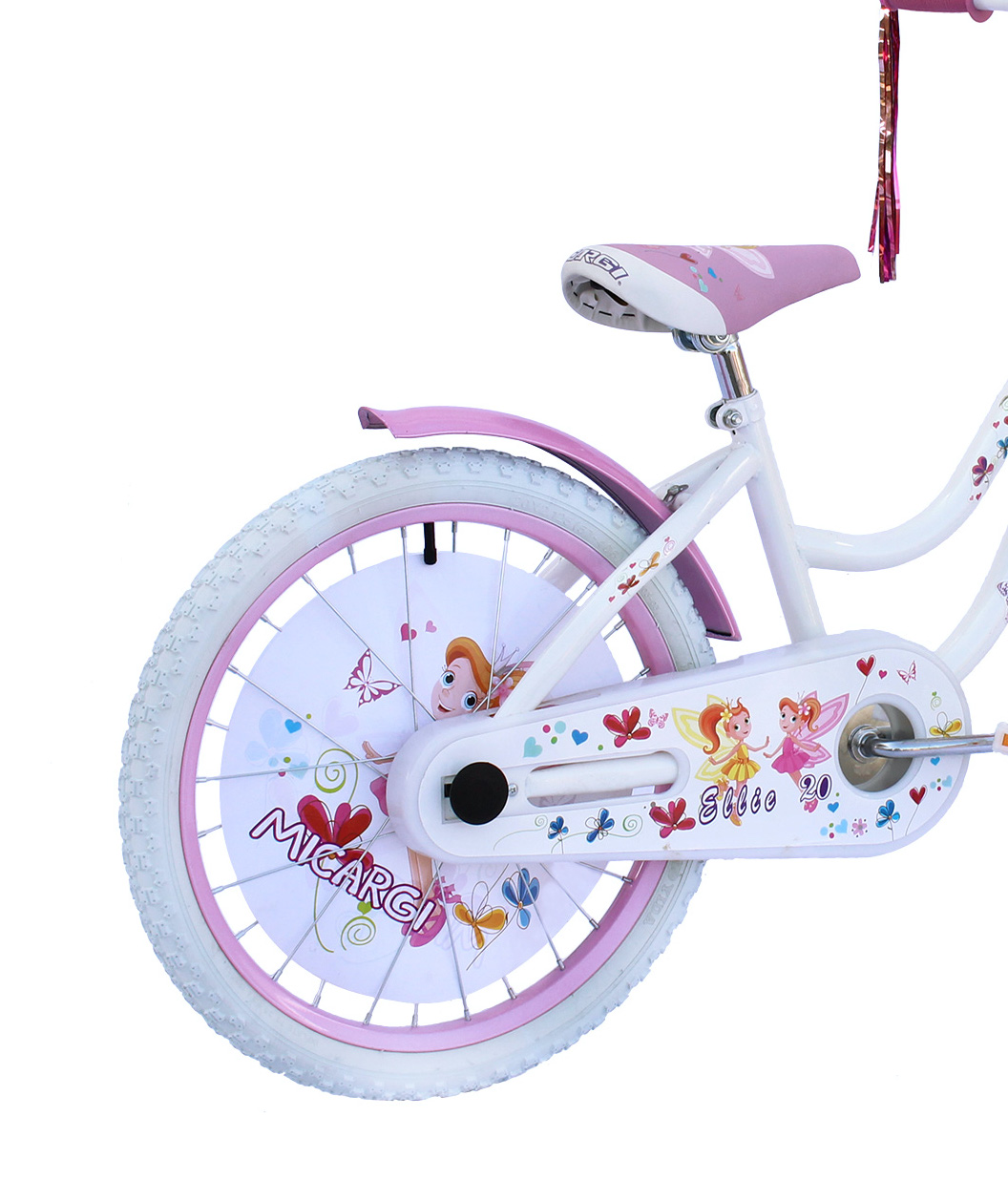 WonderWheels 20" Kids Cruiser Bicycle Steel Frame Coaster Brake White and Baby Blue with Basket - Image 3