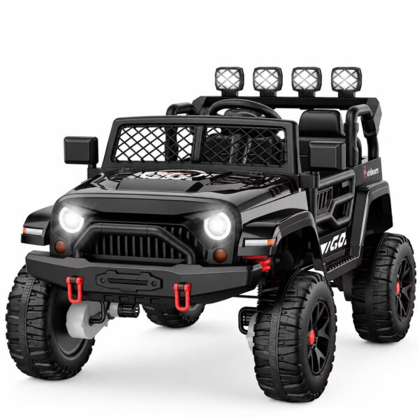 WOWEHICLE 24V Ride on Toys, 4×200W Motor, Kids Power Car Wheels with Remote, 2 Seater Ride on Car for Boys Girls, Electric Car for Kids with Music, LED Lights, 3-8 Years Old, Black