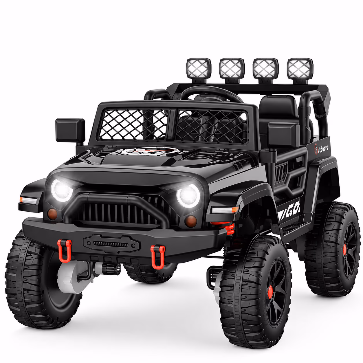 WOWEHICLE 24V Ride on Toys, 4×200W Motor, Kids Power Car Wheels with Remote, 2 Seater Ride on Car for Boys Girls, Electric Car for Kids with Music, LED Lights, 3-8 Years Old, Black