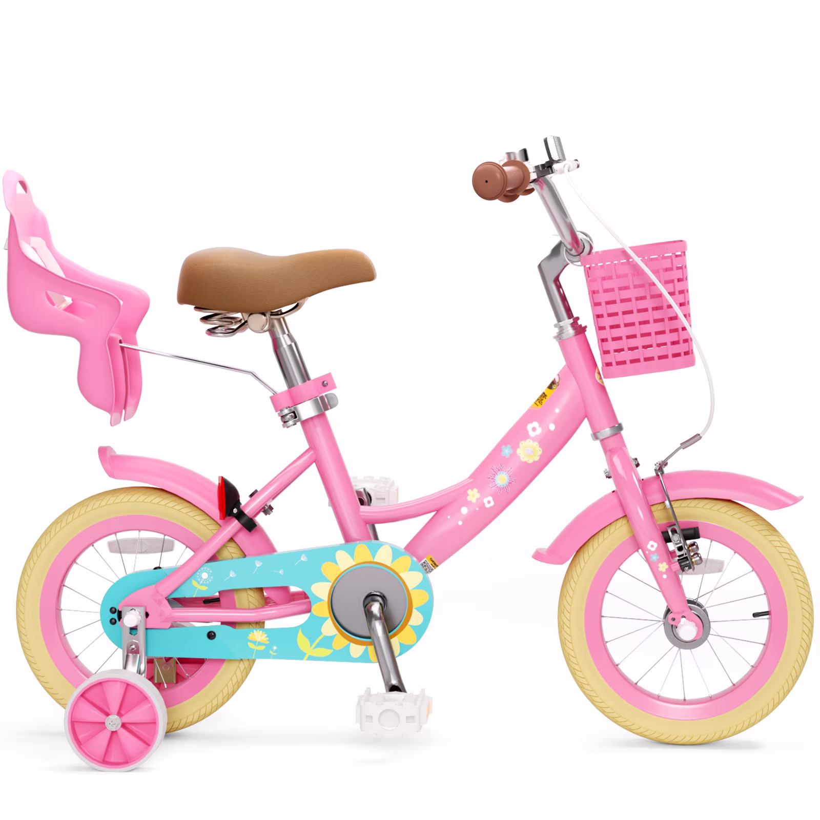 XJD 12 inch Toddler Girls Bike for age 2-5 Years Child Bike With Training Wheel 12 14 16 inch Girl Bicycle With Handbrake Basket Toddler Cycle Bikes Pink - Image 3
