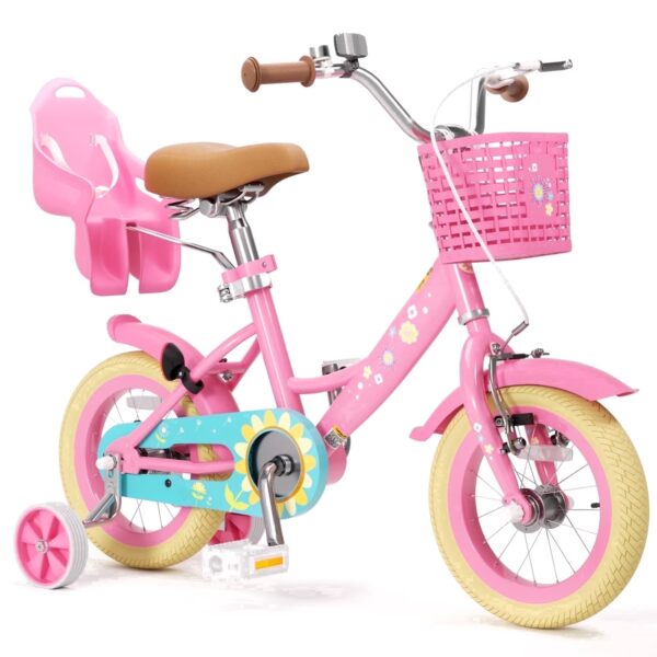XJD 12 inch Toddler Girls Bike for age 2-5 Years Child Bike With Training Wheel 12 14 16 inch Girl Bicycle With Handbrake Basket Toddler Cycle Bikes Pink