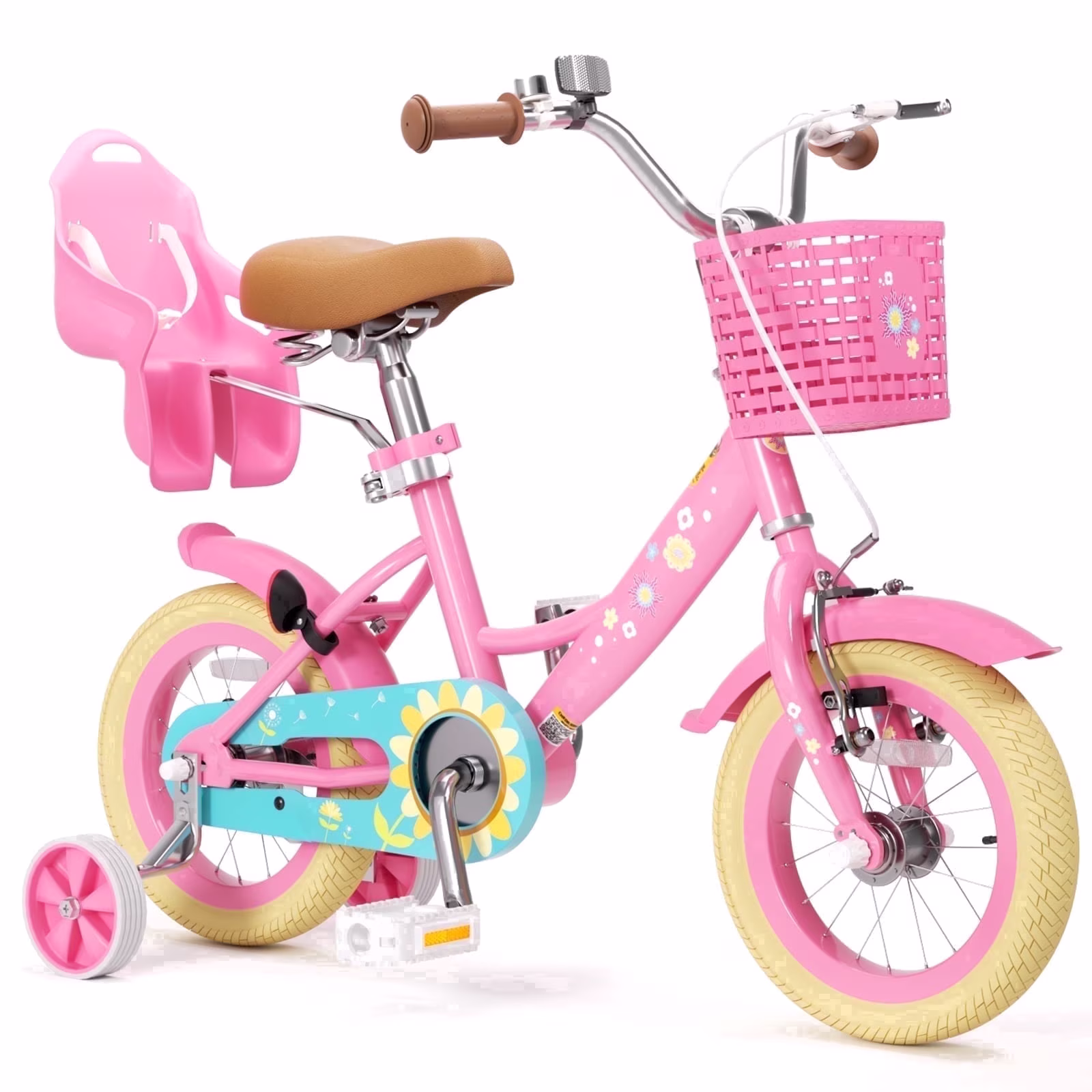 XJD 12 inch Toddler Girls Bike for age 2-5 Years Child Bike With Training Wheel 12 14 16 inch Girl Bicycle With Handbrake Basket Toddler Cycle Bikes Pink